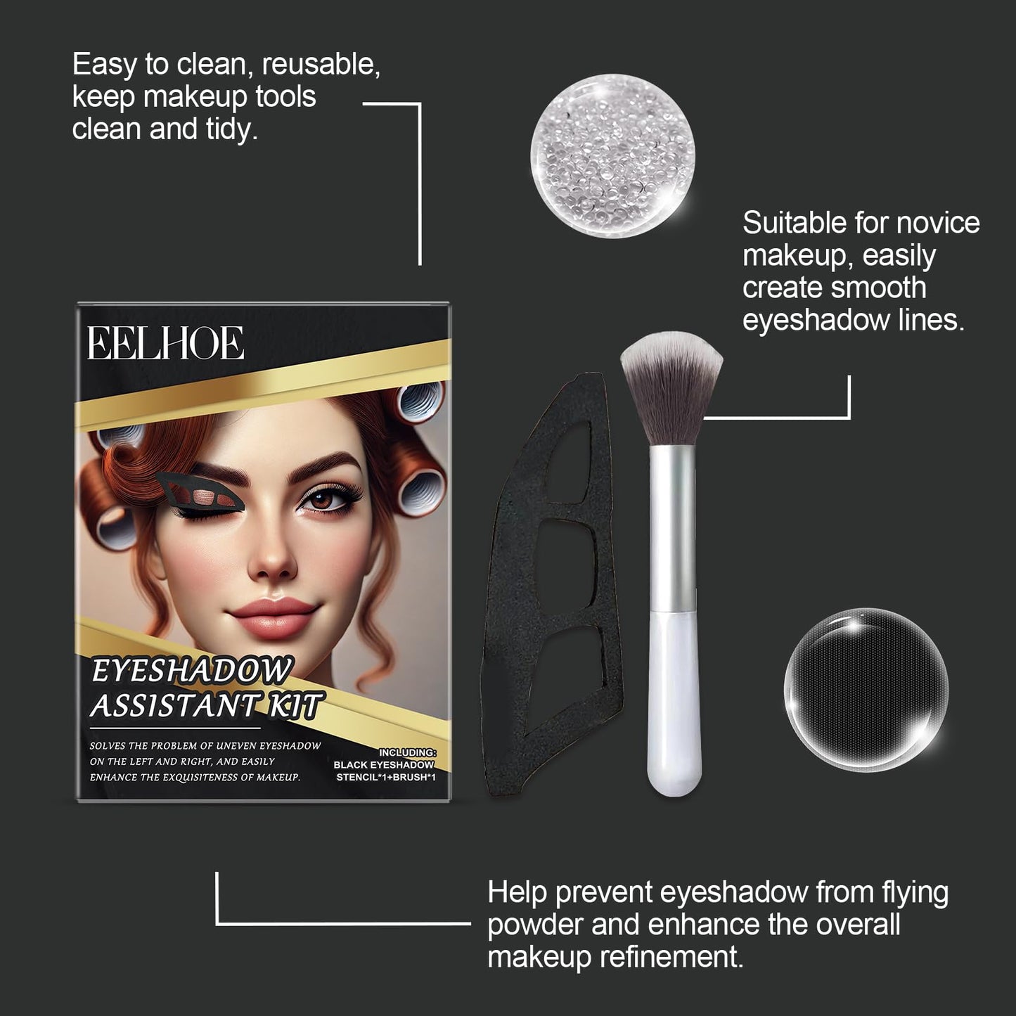 yunxinqiao Eyeshadow Stencil Kit, Reusable Eyeshadow Templates with Makeup Brushes, Easy to Carry?Easy Eye Makeup Tools for Beginners and Pros