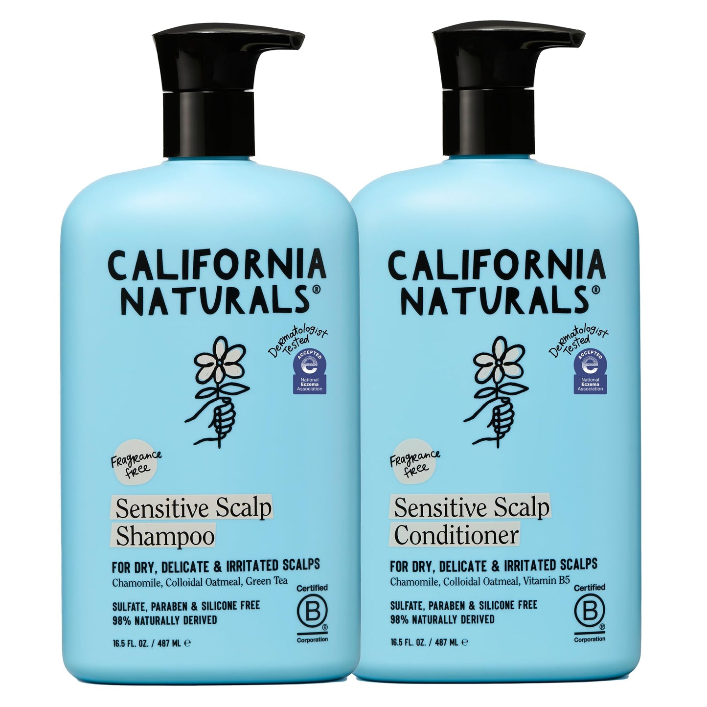 California Naturals Sensitive Scalp Shampoo & Conditioner Set, Soothing & Gentle for All Hair Types, Fragrance Free, Colloidal Oat & Chamomile