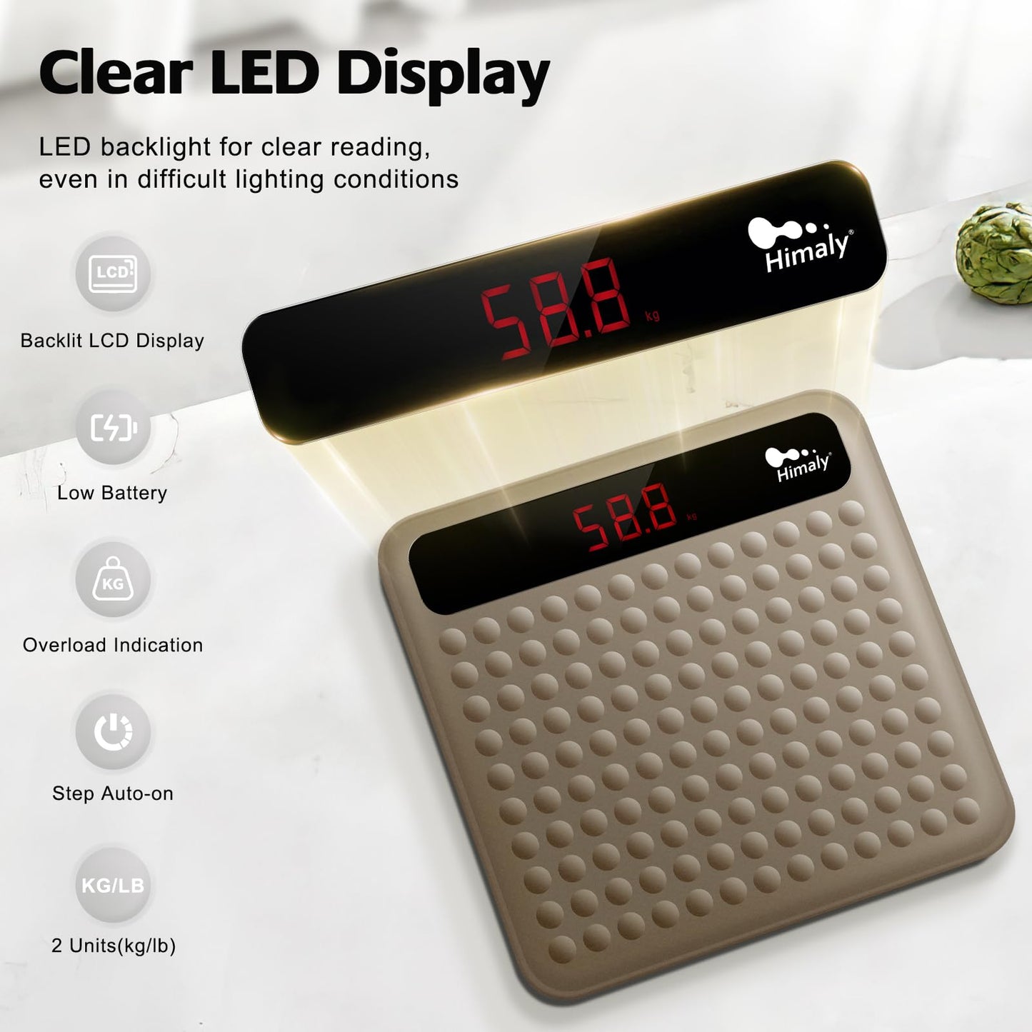 himaly Digital Body Weight Scale Bathroom Scale, Step-On Technology High Precision Measurements Scales with Large Non Slip Silicone Platform and LCD…