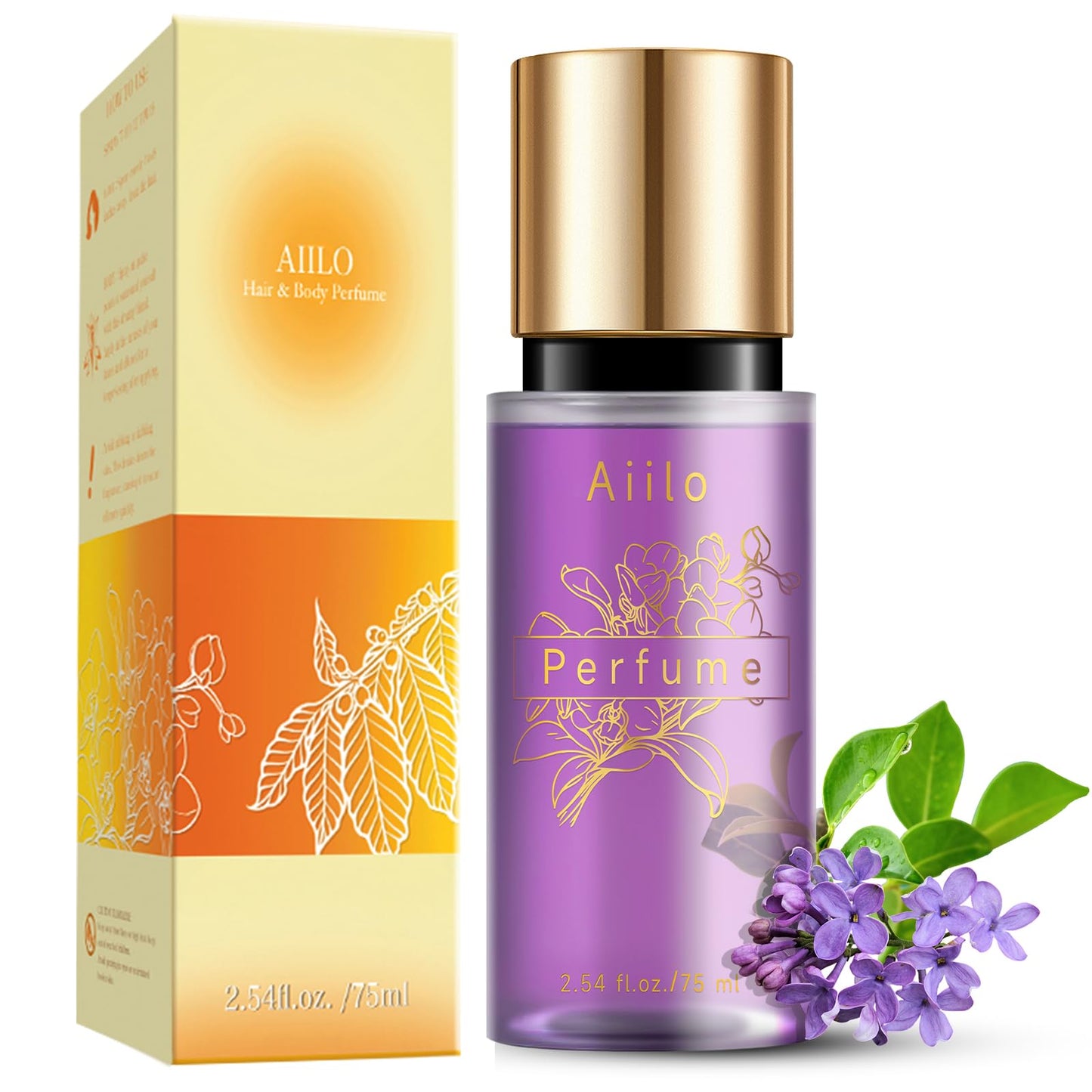 Aiilo Hair Perfume, Natural Fragrant Hair Perfume for Women, 8 Hours Longevity, Suitable for Hair, Body & Clothes - 75ml/2.54 fl oz (Transparent
