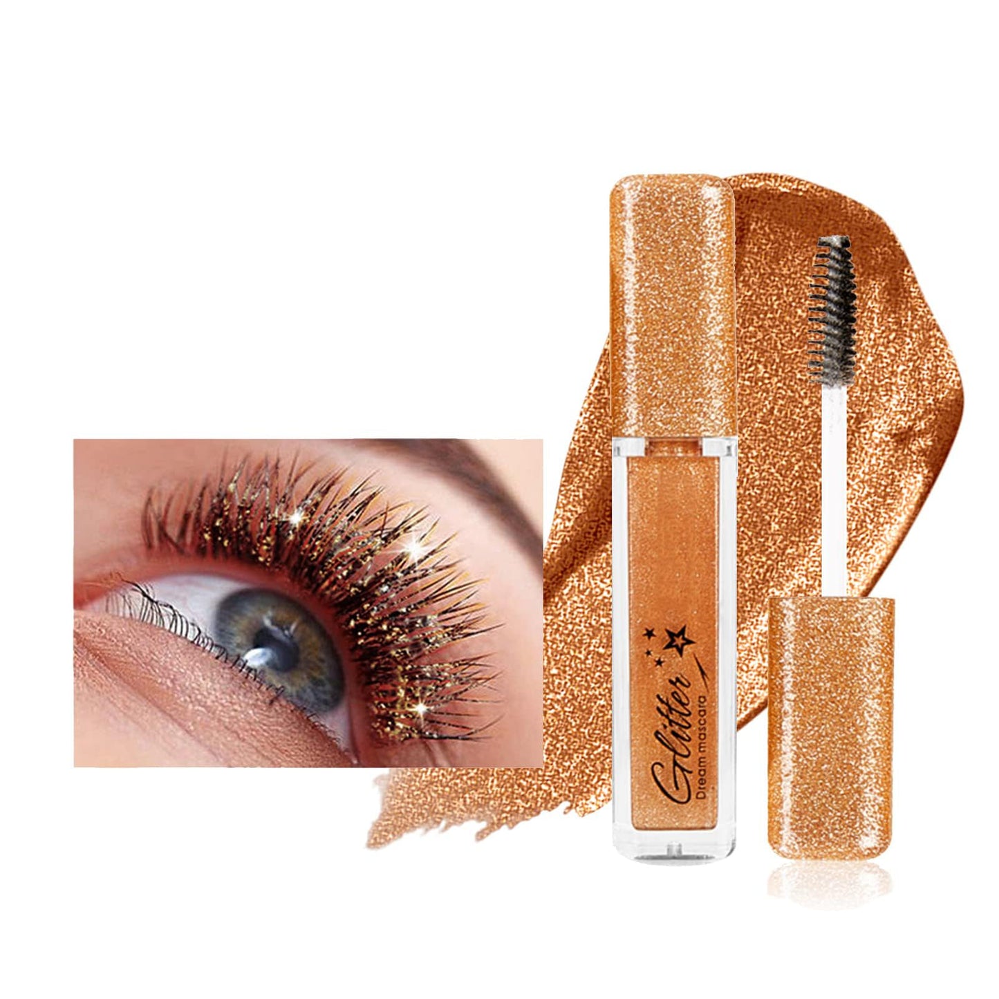 Gold Mascara for Eyelashes,Colorful Mascara Waterproof Long Lasting Eye Lash Mascara Shiny Sparkle Diamond Mascara Smudge-proof