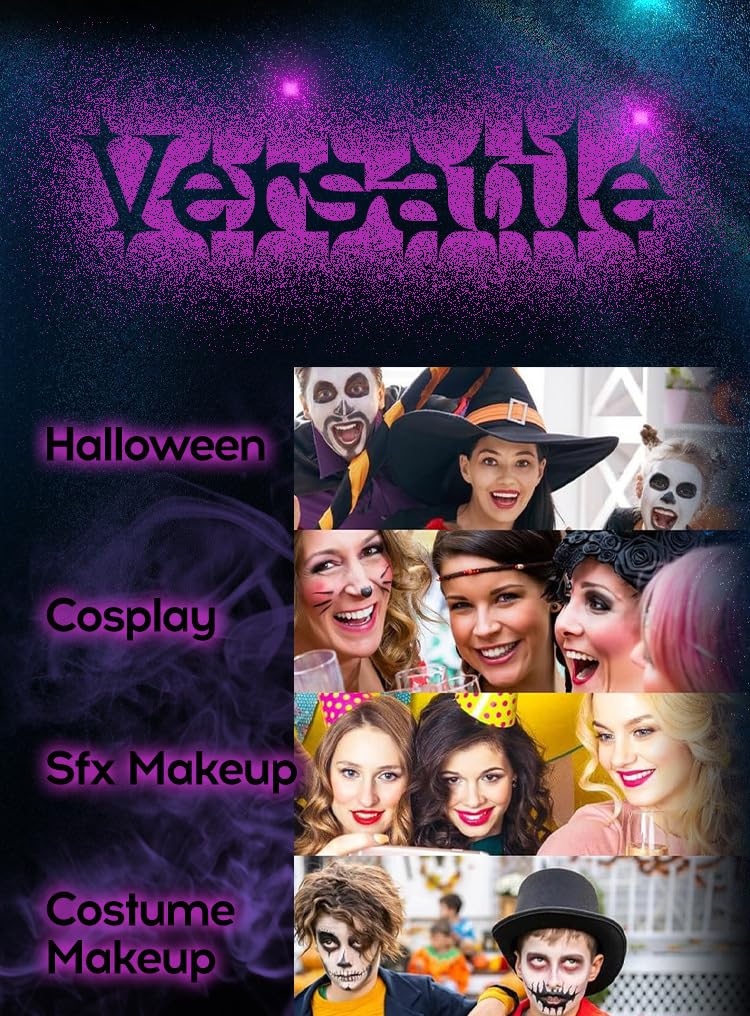 Halloween Face Paint Kit, 4 Colors Lipstick Set?Water-Based Non-Toxic Makeup for Face & Body | Easy Wash Off for Costume Parties, Kids, Adults