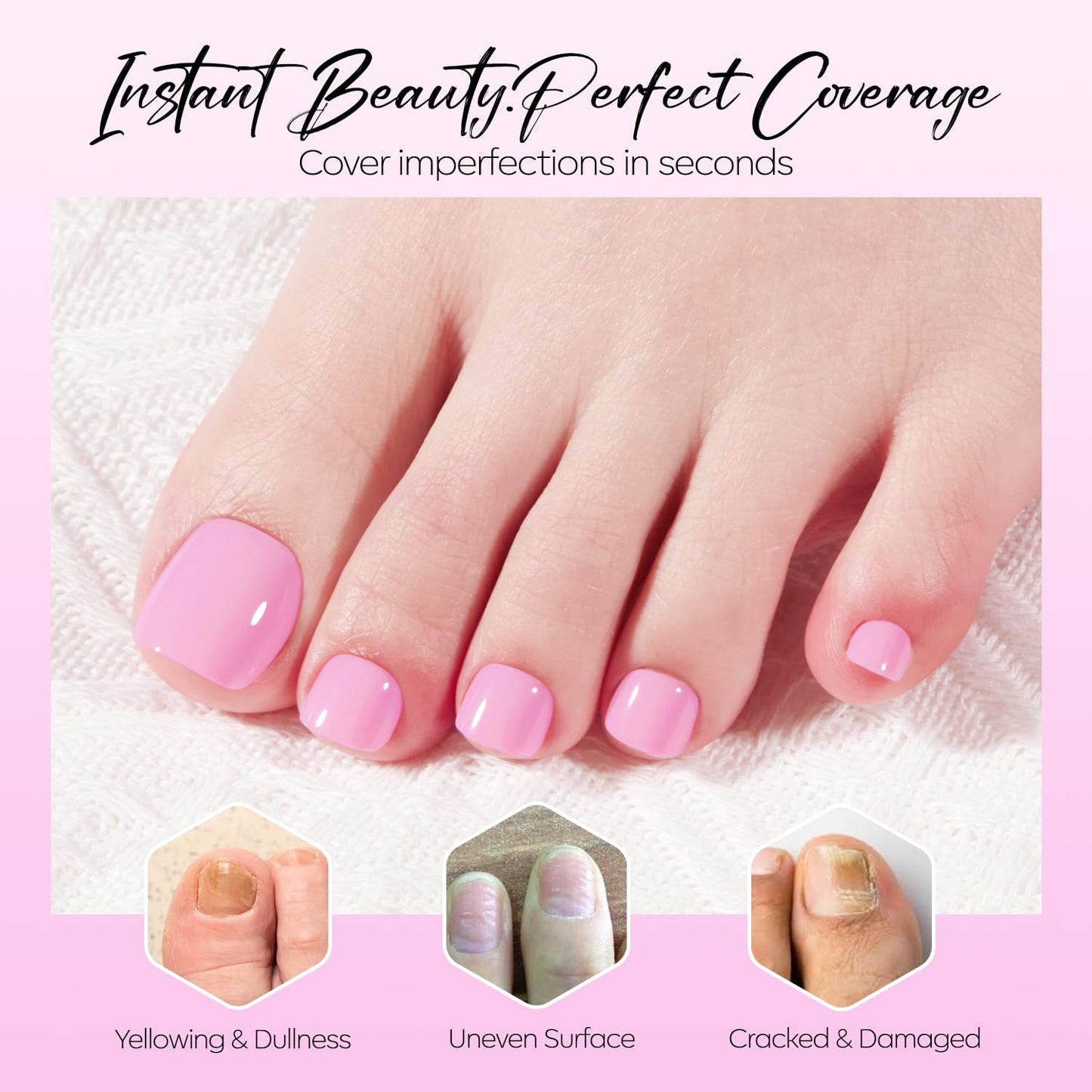 Modelones Press on Toenails Short, Lilac Pink Toe Press on Nails Square, Reusable Nail Kit with Nail Glue Adhesive Tabs Mini Nail File, Toe Nails Beauty and Personal Care modelones