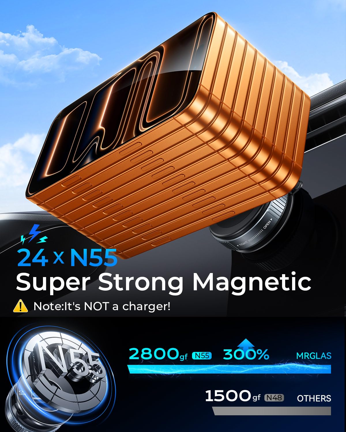 MRGLAS 2026 Upgraded Phone Holders for Your Car, Magsafe Car Mount Ultra Magnetic, 360° Adjustable Vacuum Suction Car Phone Mount, Car Truck…