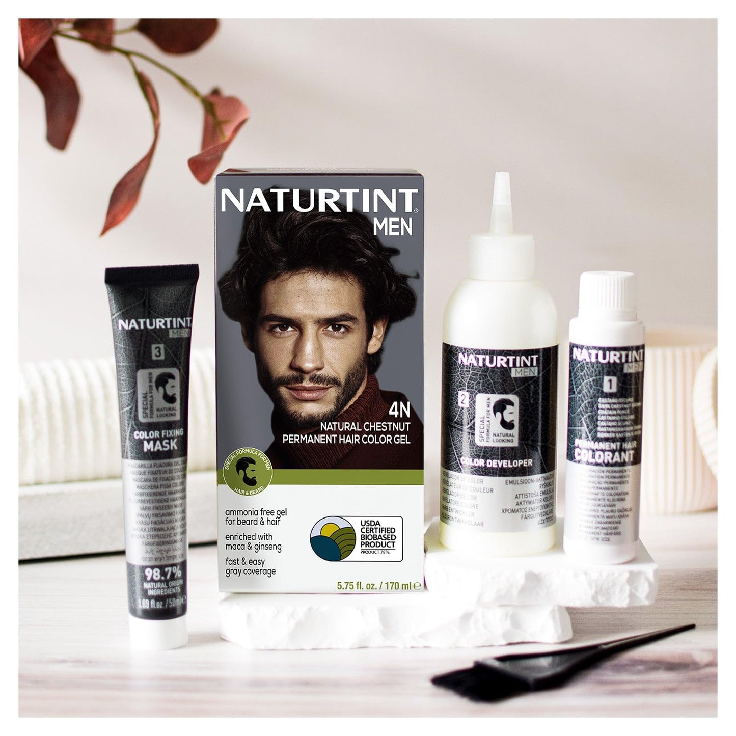 Naturtint Mens Permanent Hair Color for Hair Beard and Mustache (4N Men's Natural Chestnut)