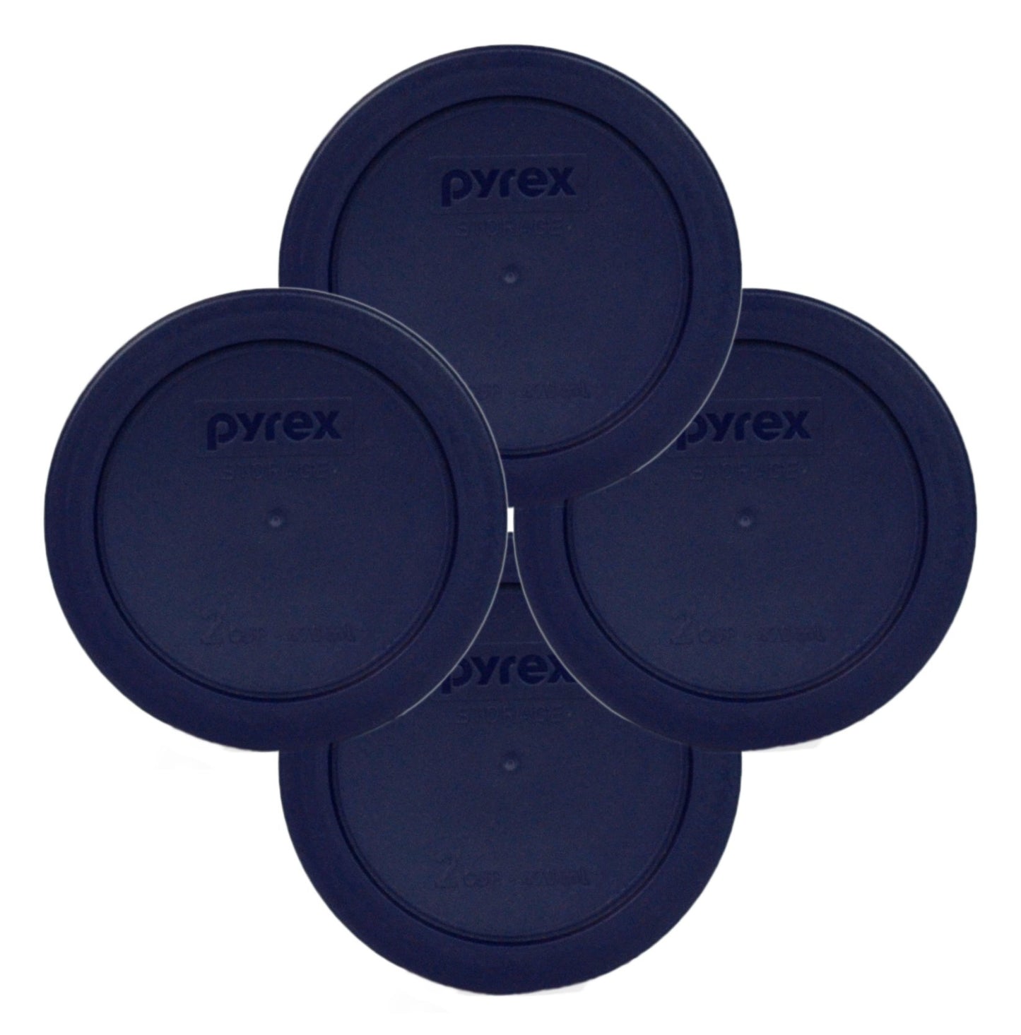 Pyrex 7200-PC 2-Cup Blue Food Storage Replacement Lid (4-Pack) - Made in USA