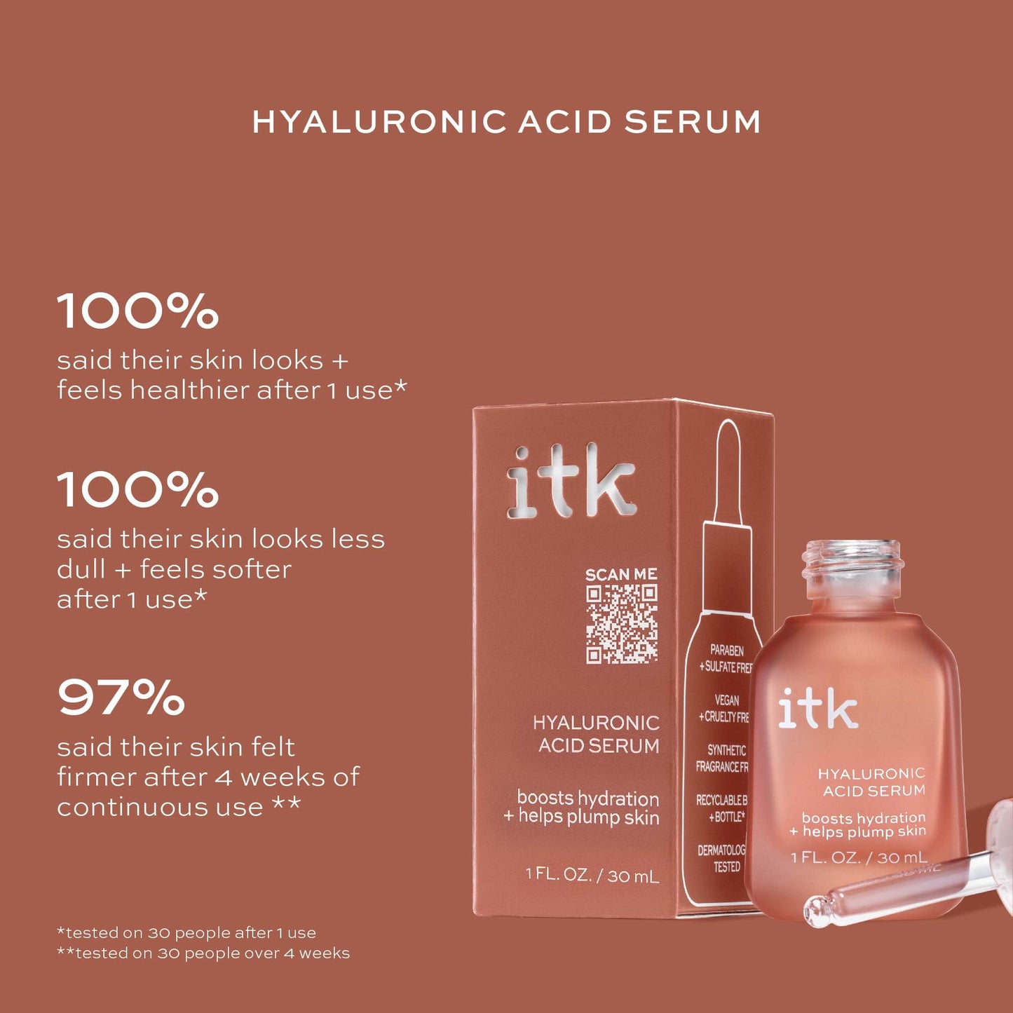 ITK Hyaluronic Acid Serum with Niacinamide & Squalane - Hydration & Plumping Anti-Aging Serum For Face - Deep Moisture Hydrating Face Serum