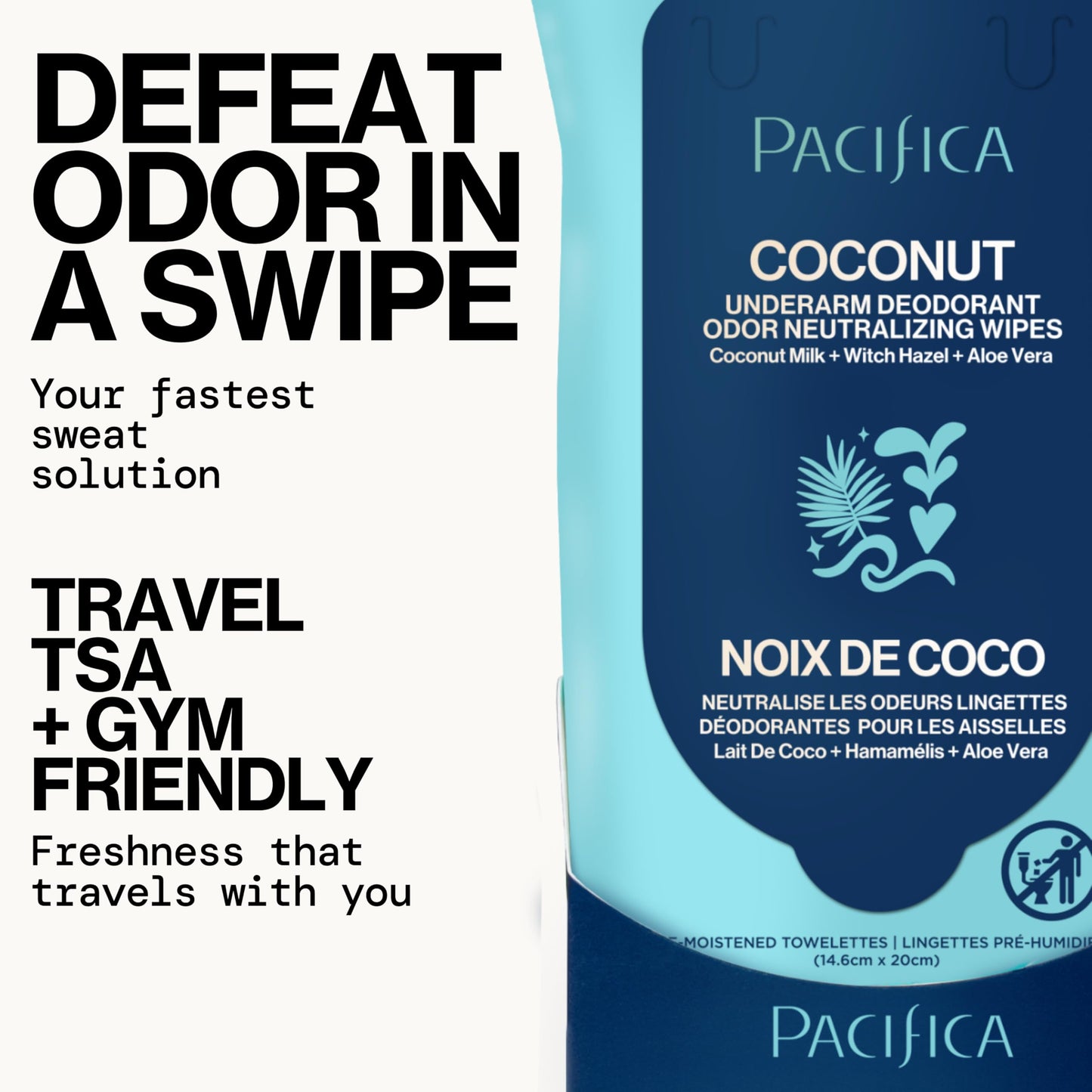 Pacifica Beauty Coconut Milk & Essential Oils Underarm Deodorant Wipes, Helps Remove Odor, Aluminum-Free, Vegan & Cruelty-Free, 30 Wipes (1-Pack) Beauty and Personal Care Pacifica