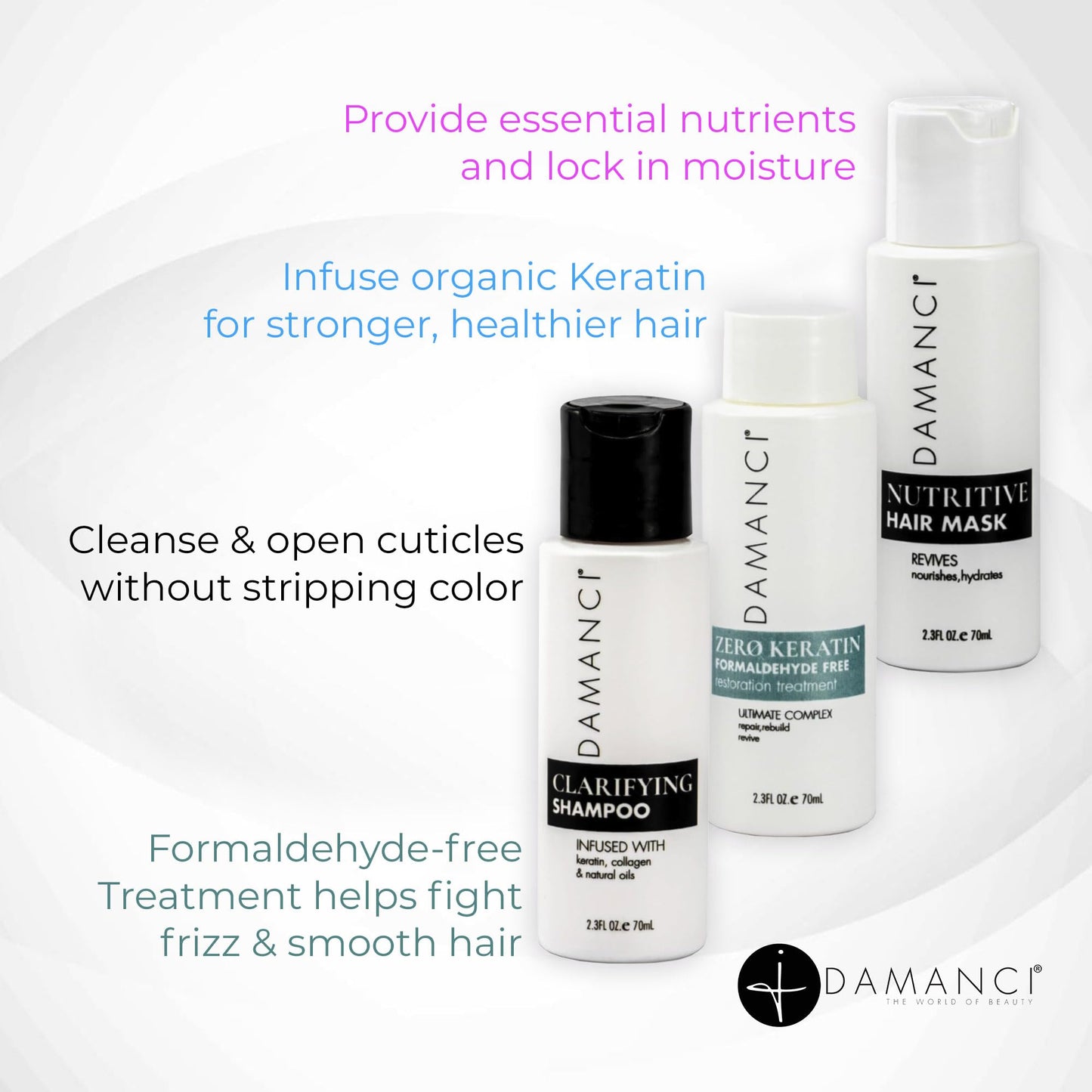 DAMANCI ZerO Keratin Revival Kit, Formaldehyde Free Keratin Hair Treatment, Tratamiento Para el Cabello, Keratina Organica sin Formol y Mascarilla