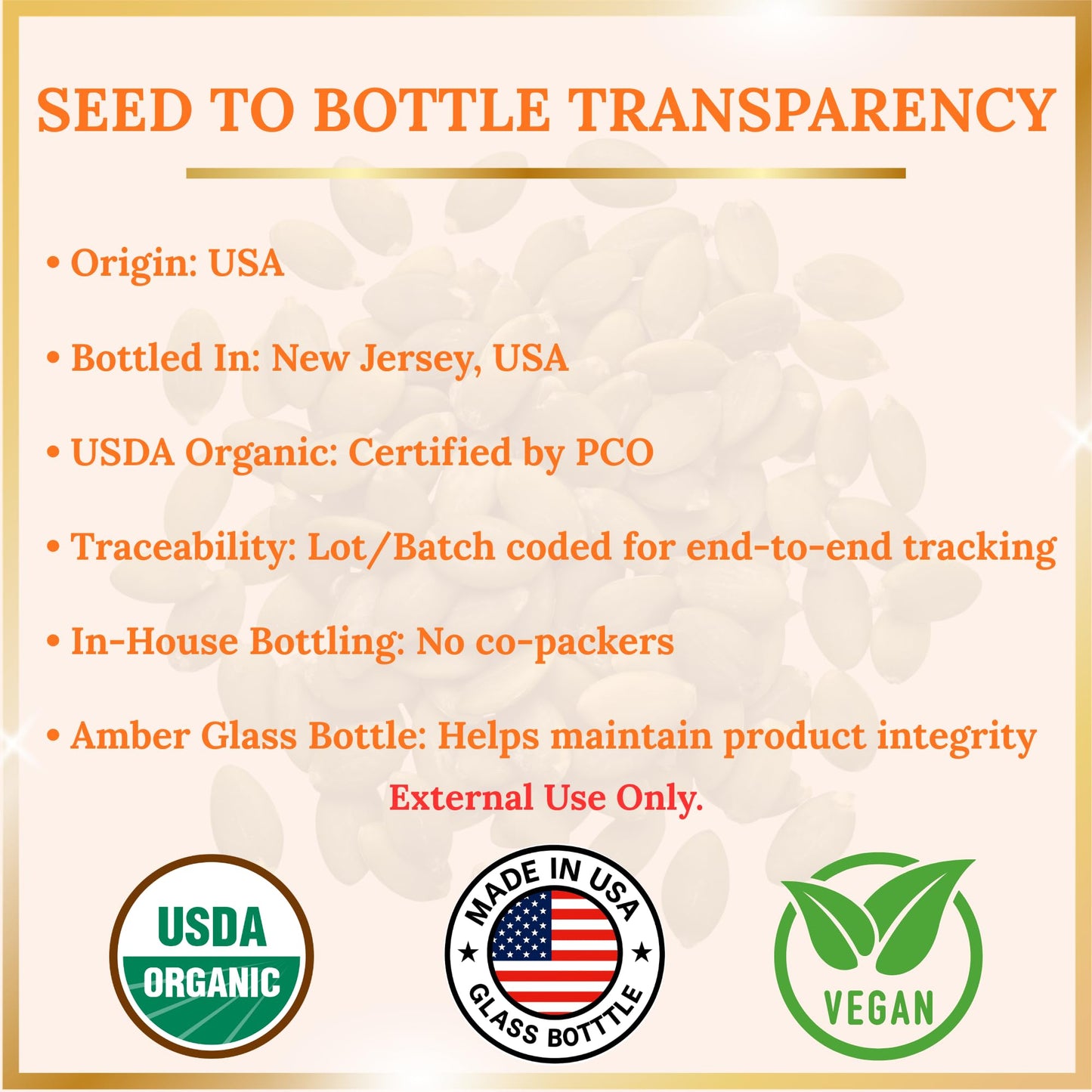 Pumpkin Seed Oil - USDA Organic, Cold-Pressed & 100% Pure, Unrefined, Pumpkin Oil for Hair Growth, Dry Skin & Face - Natural Anti-Aging Moisturizer Beauty and Personal Care Pomberries