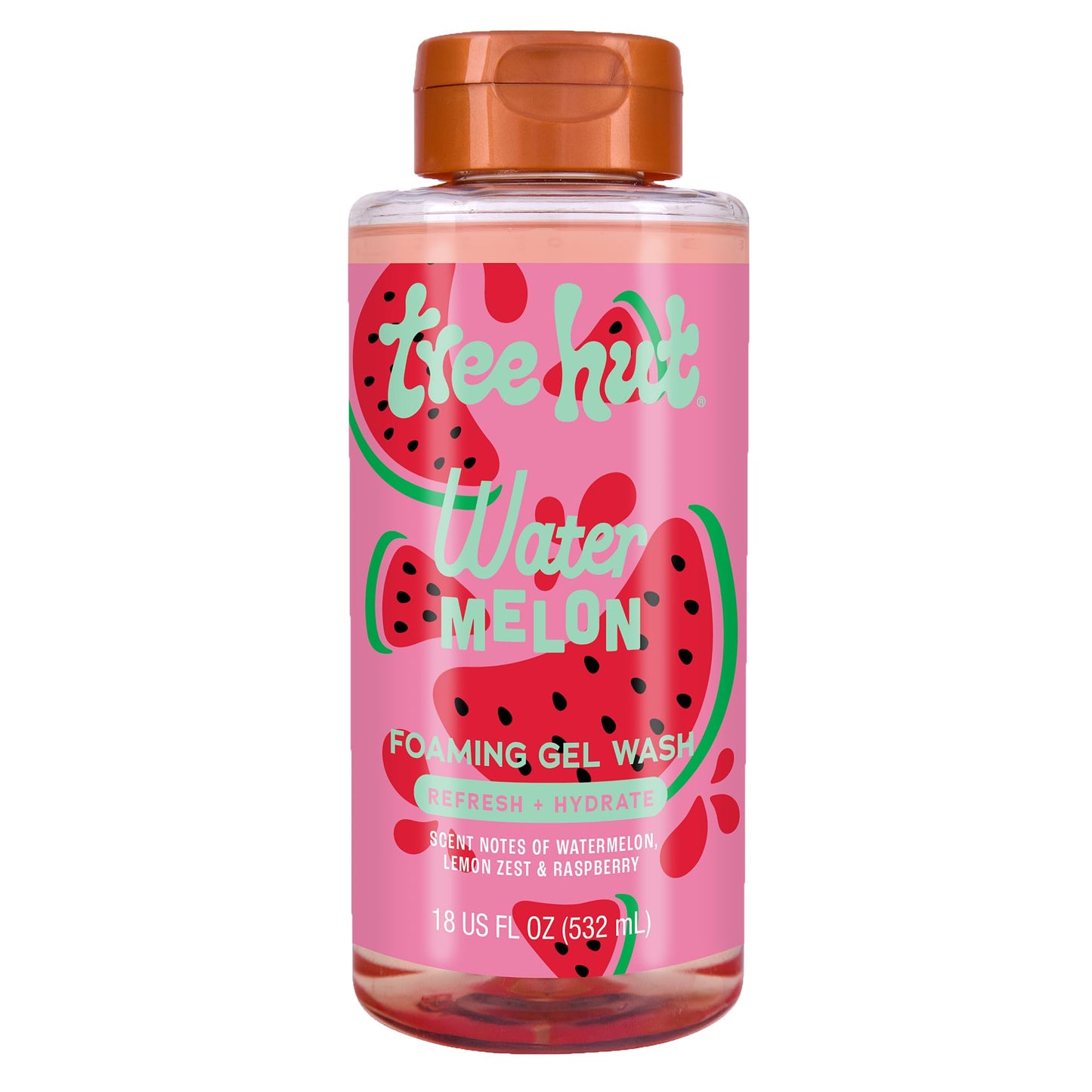 Tree Hut Watermelon Foaming Gel Wash, Hydrating & Moisturizing Body Wash with Shea Butter & Nourishing Essential Oils, Daily Cleanser for Soft Smooth