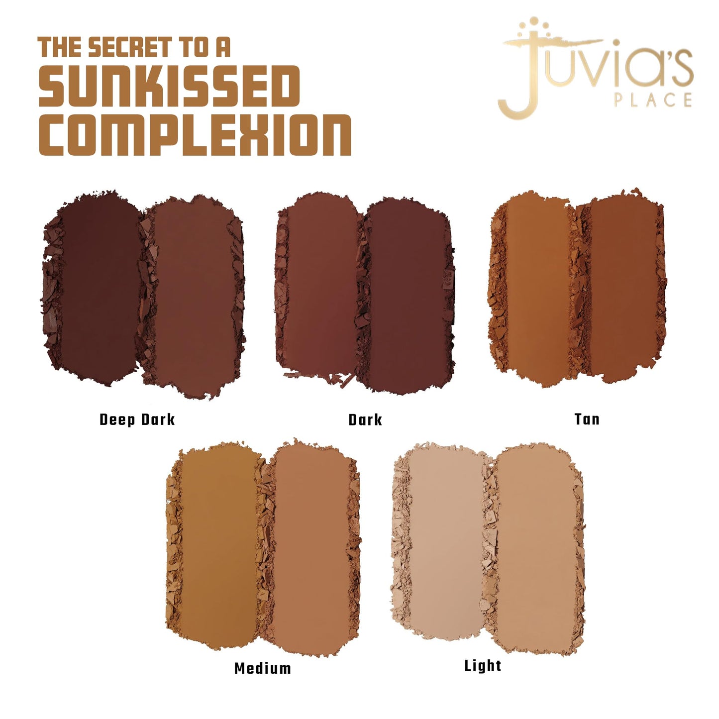 Juvia's Place Bronzed Duo Bronzer Deep Dark - Soft Matte Bronzer, Contour, Pressed, Long-Wearing & Buildable Bronzing Powder - Suitable for Very Dark