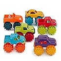 Battat - Plastic Toy Cars - 6 Pack & Storage Bag - Colorful Toddler Trucks - Easy To Clean - 2+ Years - Mini Monster Trucks