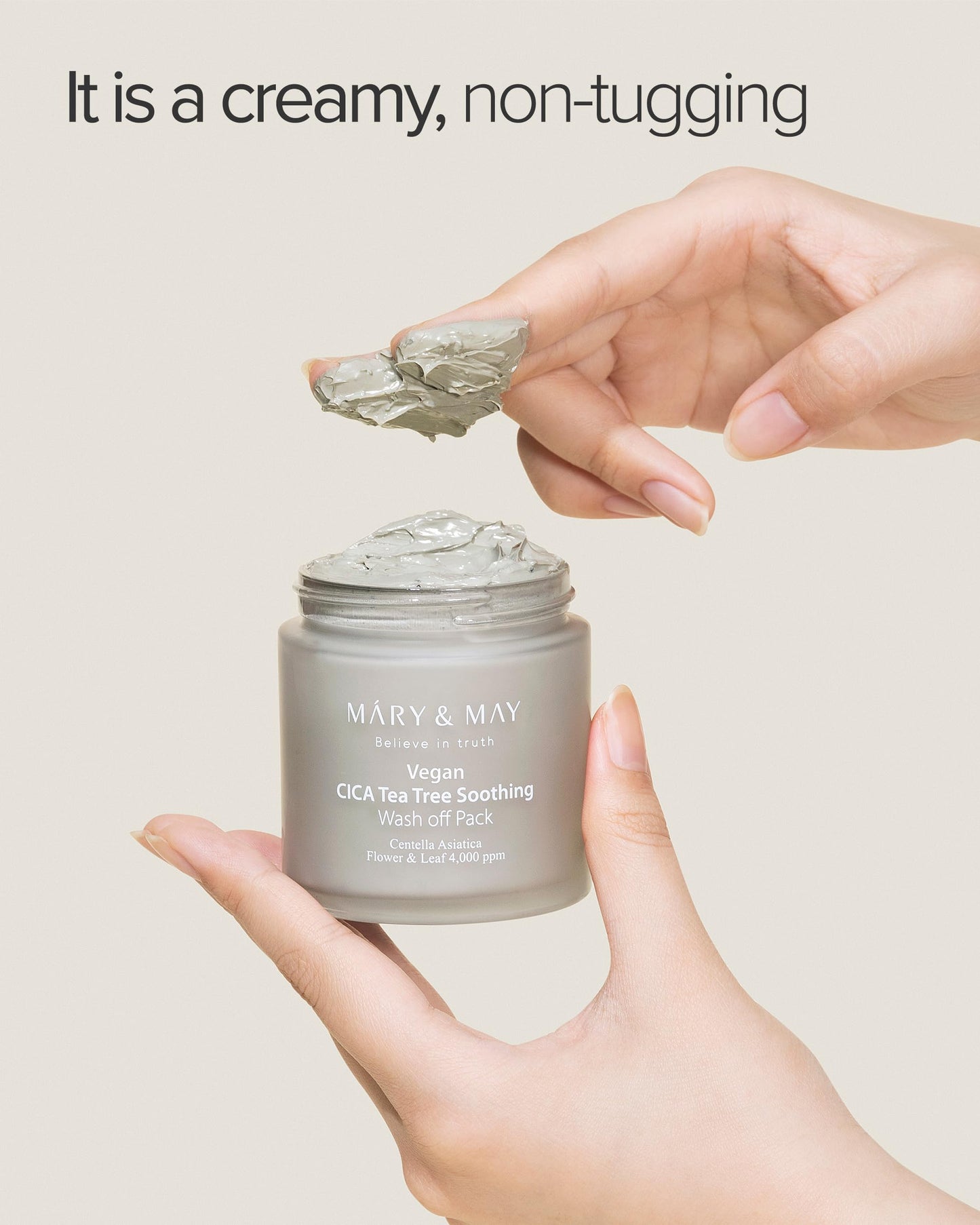 Mary&May Vegan Cica Tea Tree Soothing Wash Off Pack - Natural Centella Clay Mask for Sensitive Skin, Relieves Irritation, Cleanses Pores