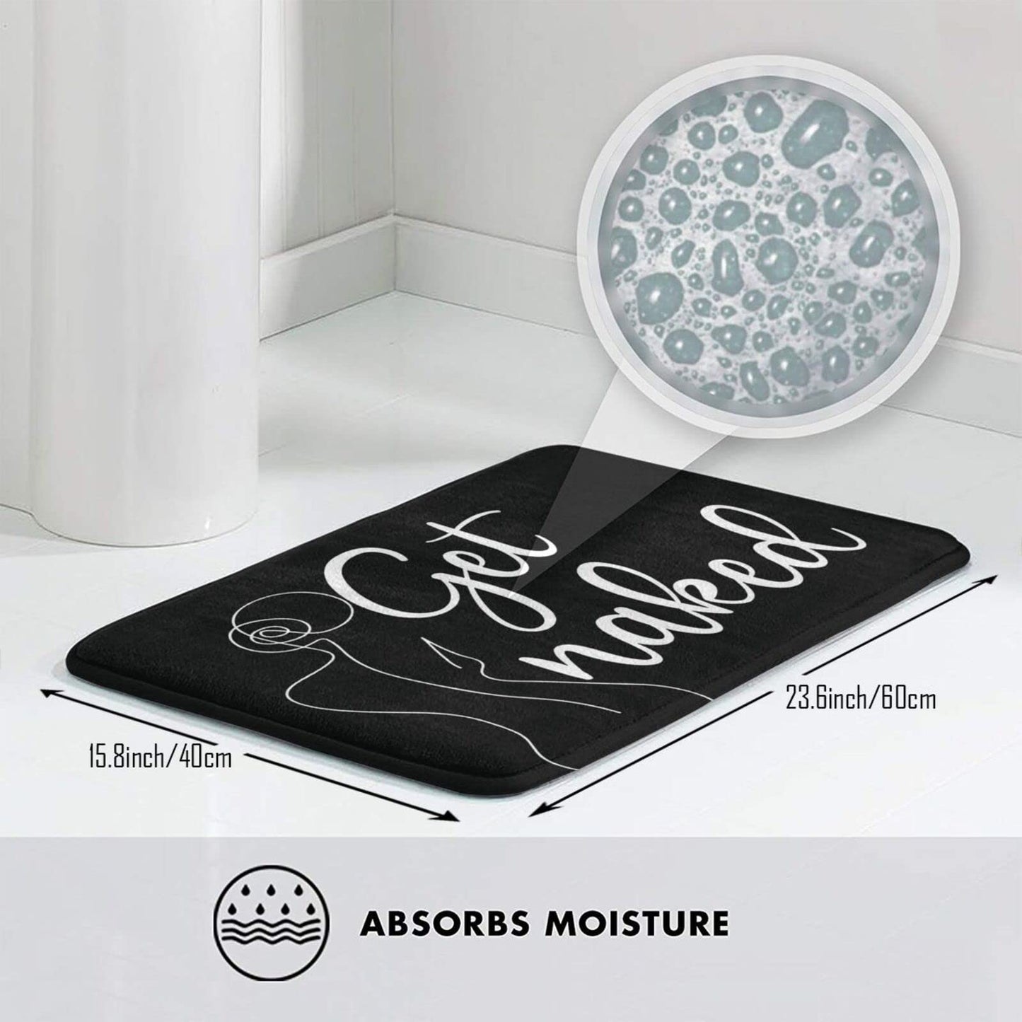 Annalice Get Naked Bath Mats Carpet 15.7' X 23.5 Inch Black Bathroom Rugs for Bathtub Funny Bathroom Decor Cute Plush Cozy Velvet Bathtub Mat Water…