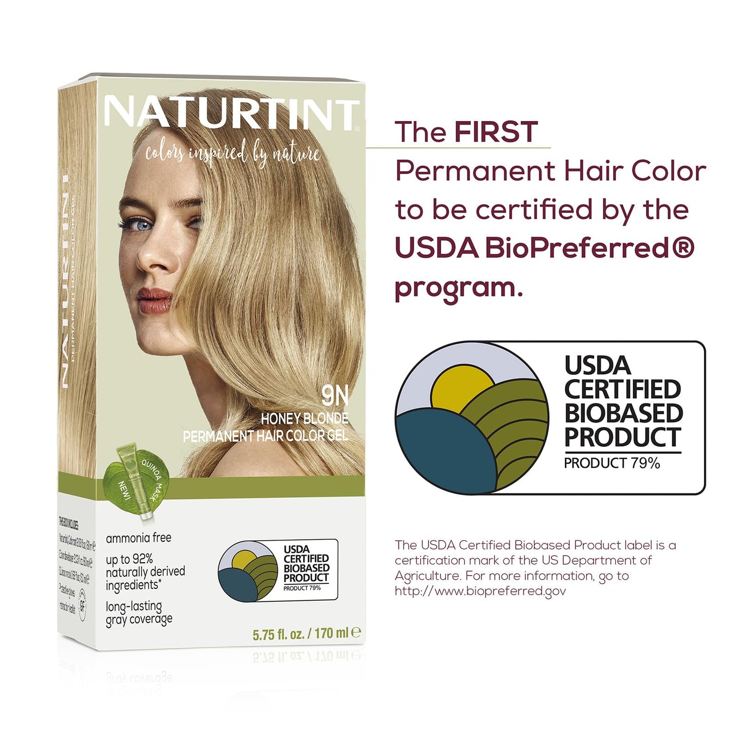 Naturtint Permanent Hair Color, 9N Honey Blonde, Plant Enriched, Ammonia Free, Long Lasting Gray Coverage and Radiante Color, Nourishment