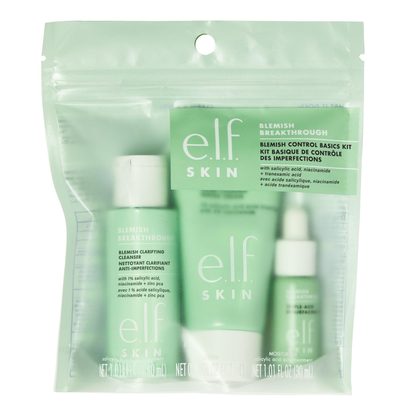 e.l.f. SKIN Blemish Breakthrough Blemish Control Basics Kit, Travel-Size Acne Skincare Routine, Cleanser, Serum & Moisturizer, Vegan & Cruelty-Free