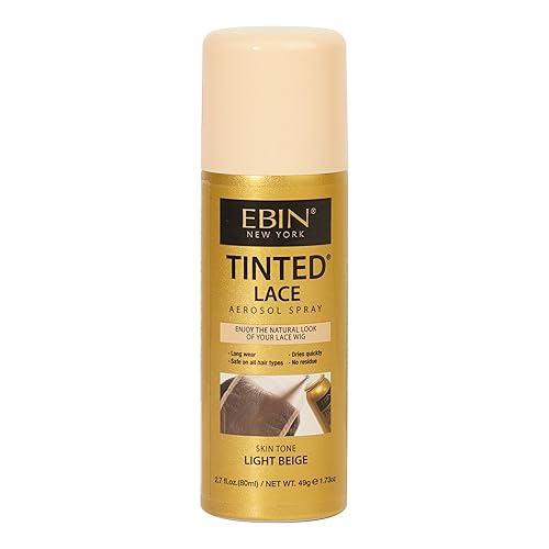 EBIN NEW YORK Tinted Lace Aerosol Spray - Light Beige 2.7 Oz/ 80 mL, Quick dry, Water Resistant, No Residue, Water Resistant, Even Spray