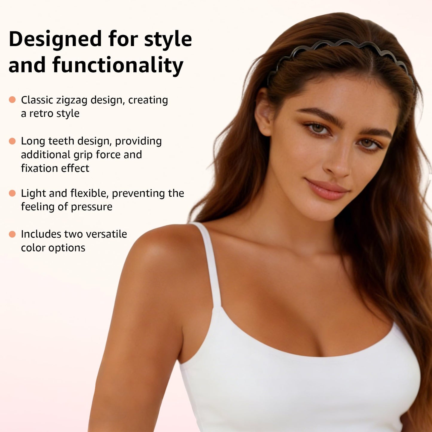 Botanikind 2 Pack Zig Zag Headbands for Women, Non-Slip Wavy Plastic Hair Comb Headbands with Teeth, U-Shape High Cranium Korean Style, Classic 90s Beauty and Personal Care Botanikind