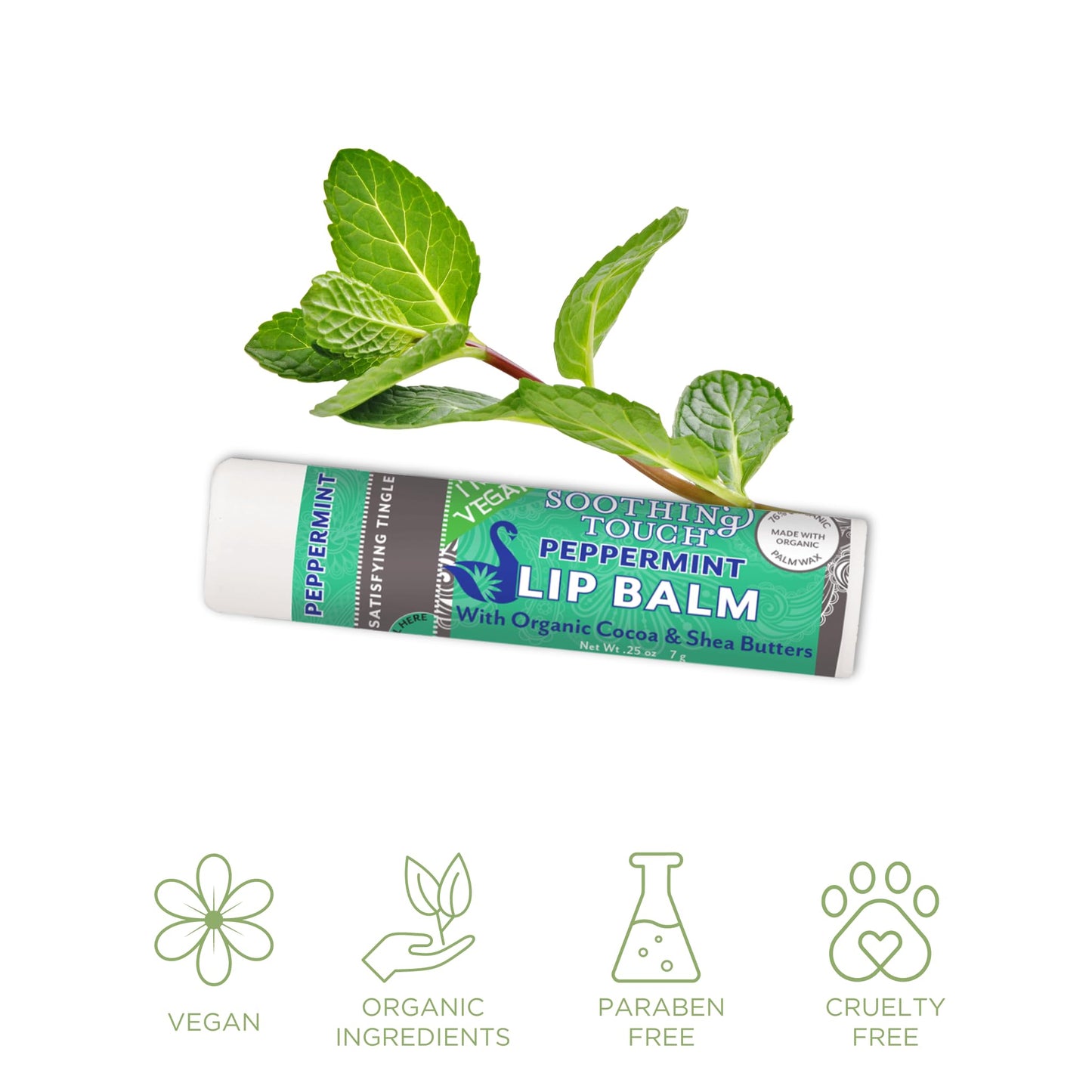 Vegan Lip Balm Set - Variety Pack of 3 Soothing Touch Lip Balms. Large 0.25 oz size. Includes Bonus Muslin Pouch (3 x 4 in). Unique Gift Bundle from