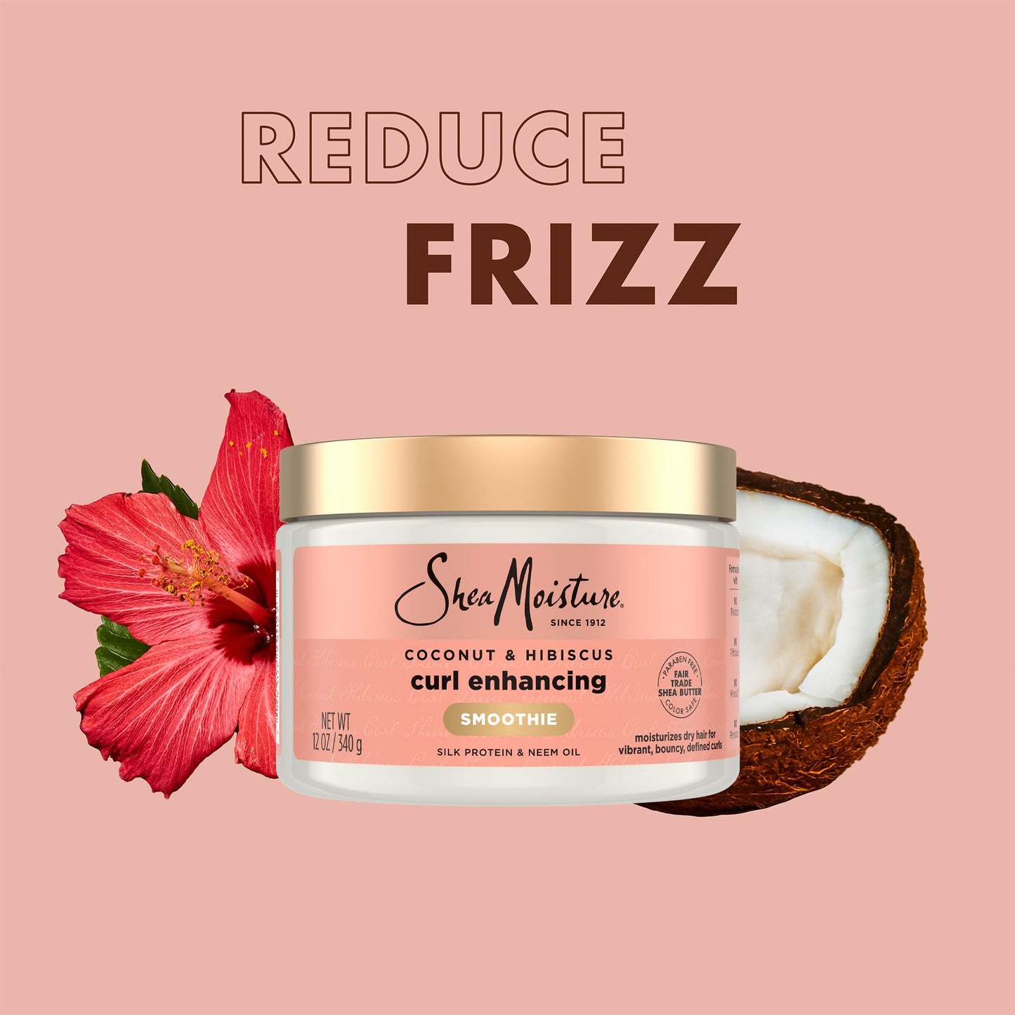 SheaMoisture Leave-In Conditioner Bundle, Coconut & Hibiscus Curl Enhancing Smoothie for Curly Hair, Frizz Control + Jamaican Black Castor Oil