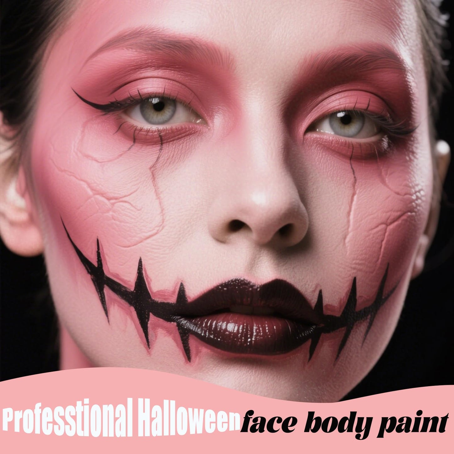 Pink Face Body Paint,Water Based Face Painting for Art Theater Halloween Party Cosplay,Sugar Skull Makeup, Clown, Costume, SFX Special Effect