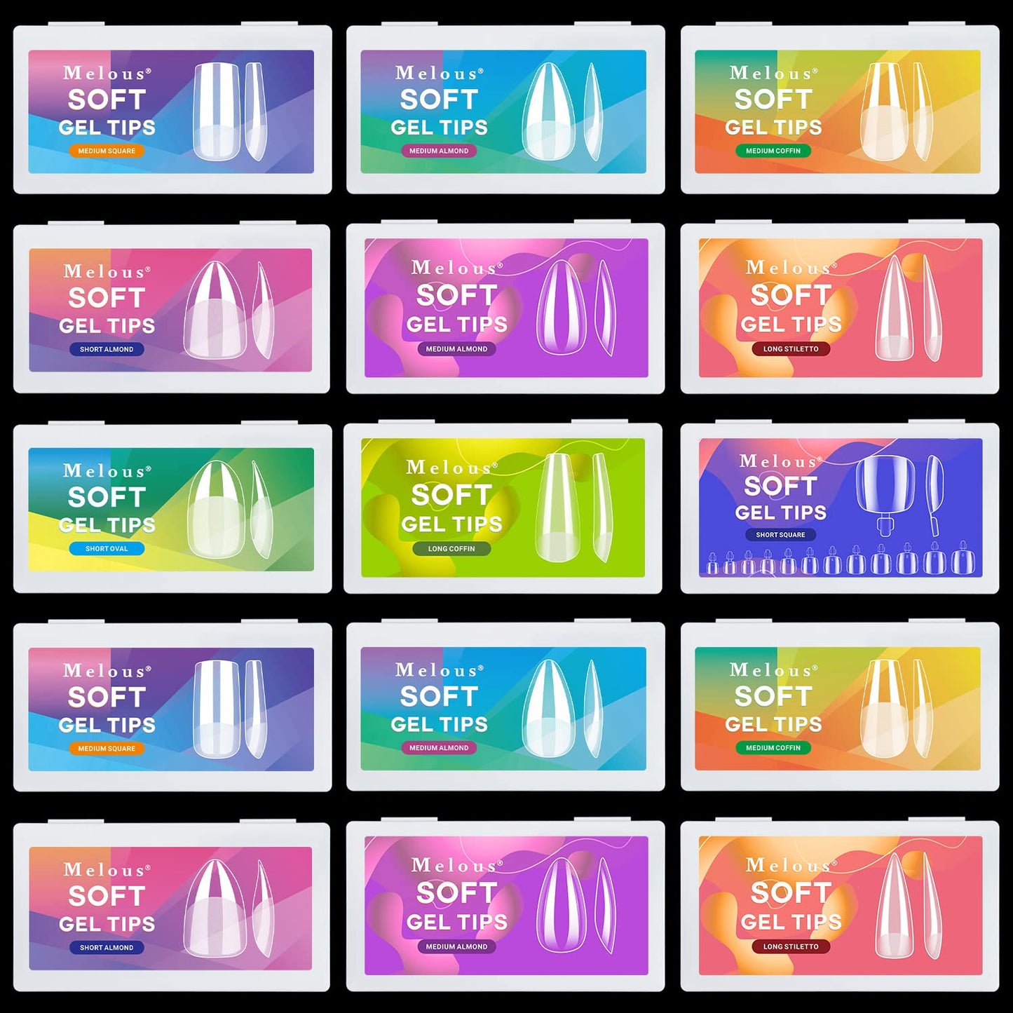 Clear Soft Gel ToeNail Tips, Melous 600PCS Full Cover Nail Tips Gel Nail Tips Clear False Fake Nails