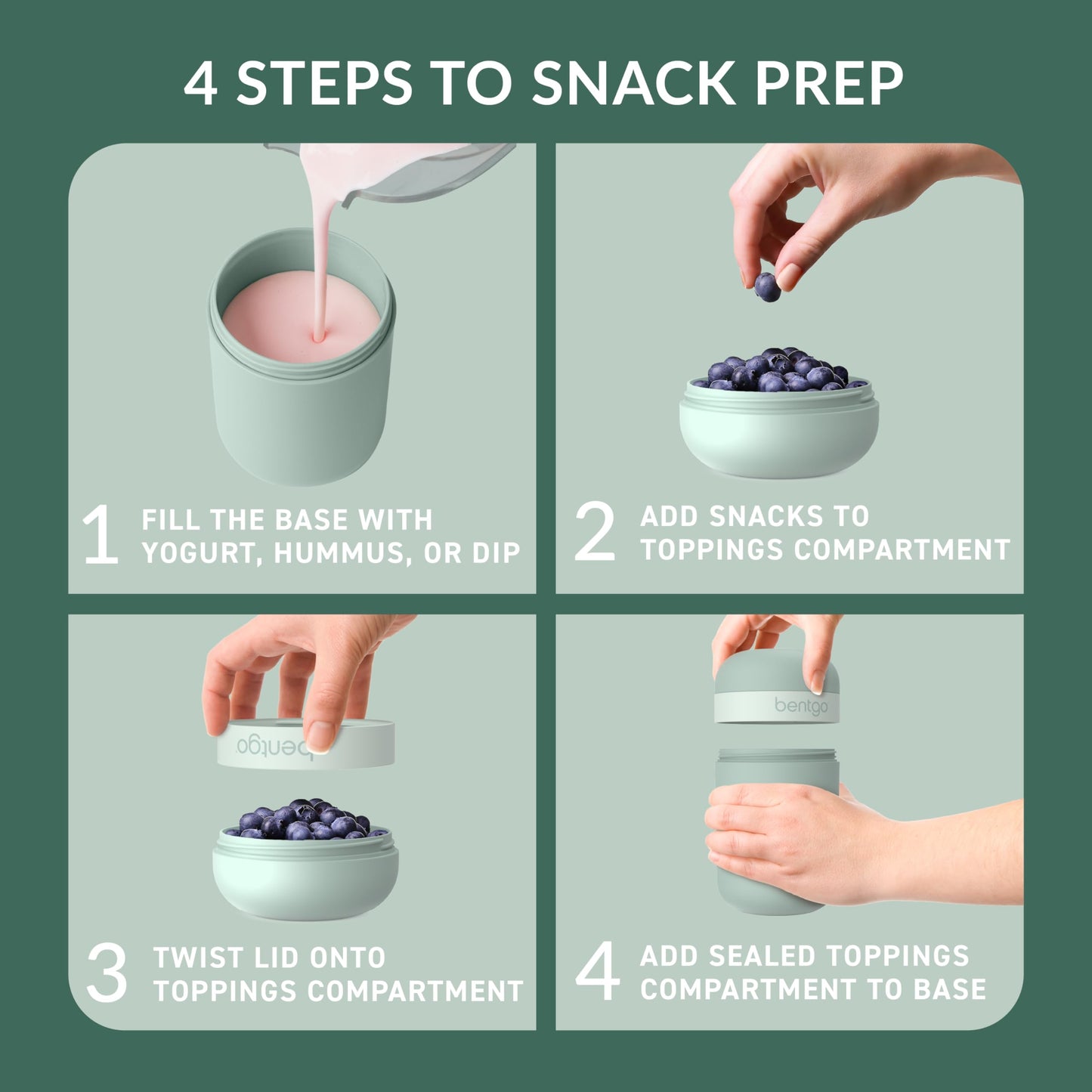 Bentgo Snack Cup - Reusable Snack Container with Leak-Proof Design, Toppings Compartment, and Dual-Sealing Lid, Portable & Lightweight for Work…