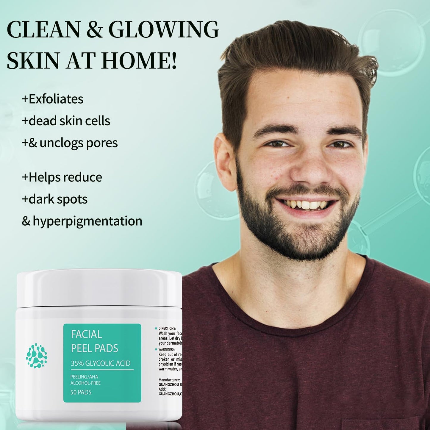 YAFUSIPE Glycolic Acid Toner Pads 35% AHA Facial Resurfacing Exfoliate Salicylic Acid Exfoliating Face Wipes Chemical Peel Exfoliant Peeling Glycolic
