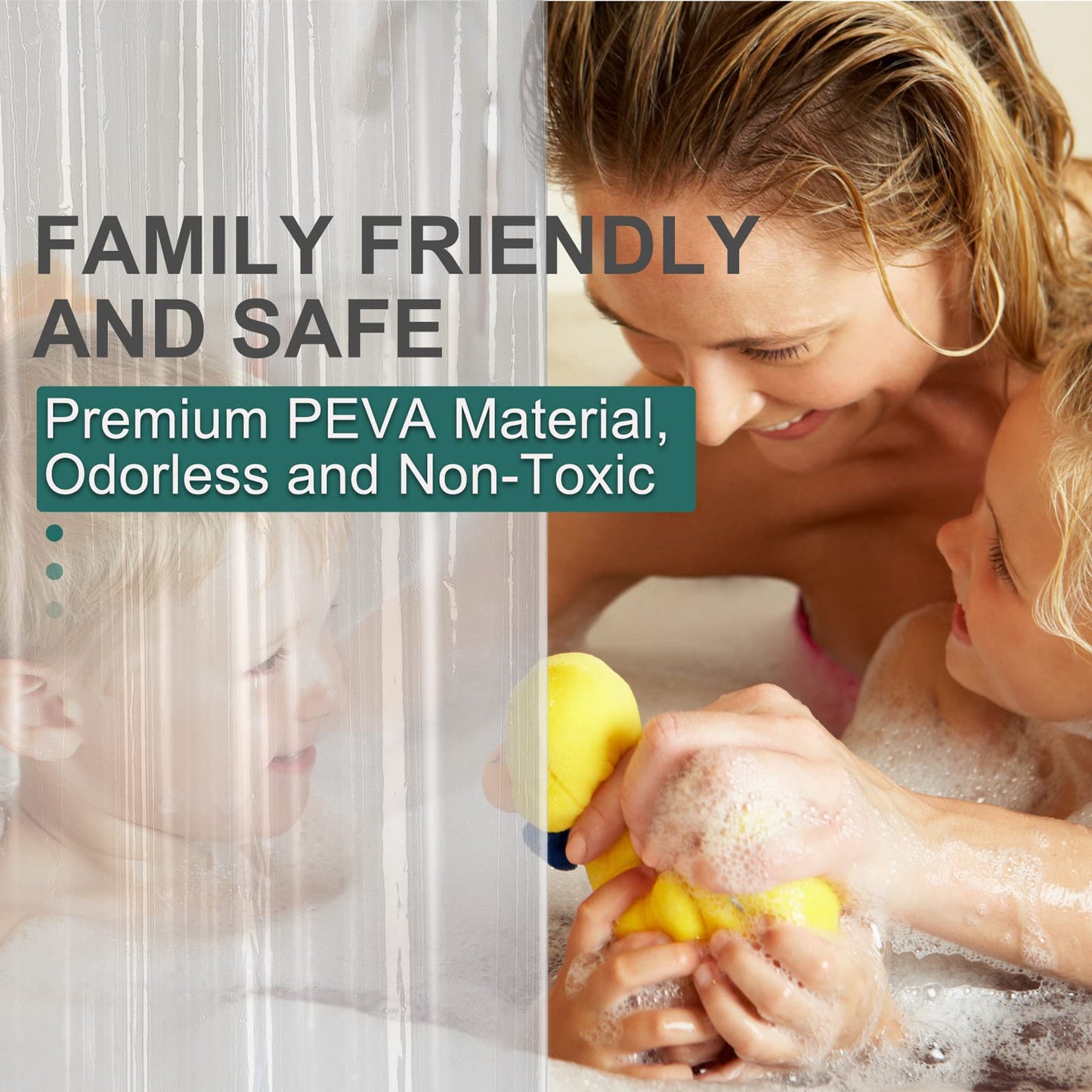 AmazerBath Clear PEVA Shower Curtain – Heavy Duty 8G, Weighted with 3 Stones & 12 Rustproof Grommets – 72x72 Inches