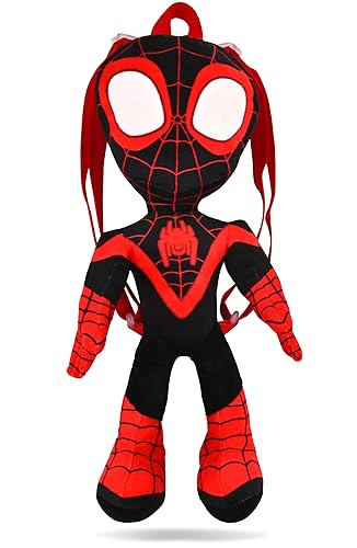 Marvel Spidey and his Amazing Friends Boys' Kids Plush Toy Backpack - 18 Inch, Adjustable Straps, Zipper Closure (Spin)