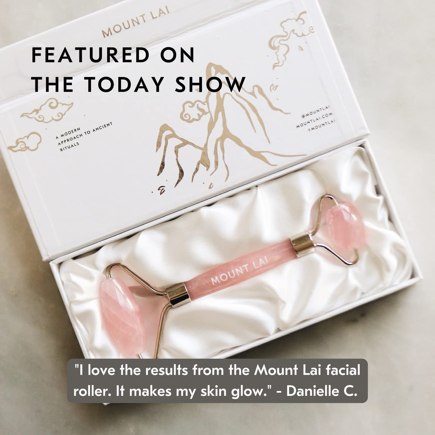 Mount Lai De-Puffing Rose Quartz Facial Roller - The Stone of Love, Certified Rose Quartz Face Roller for Anti-Aging, Soothing & Radiant Skin, Facial