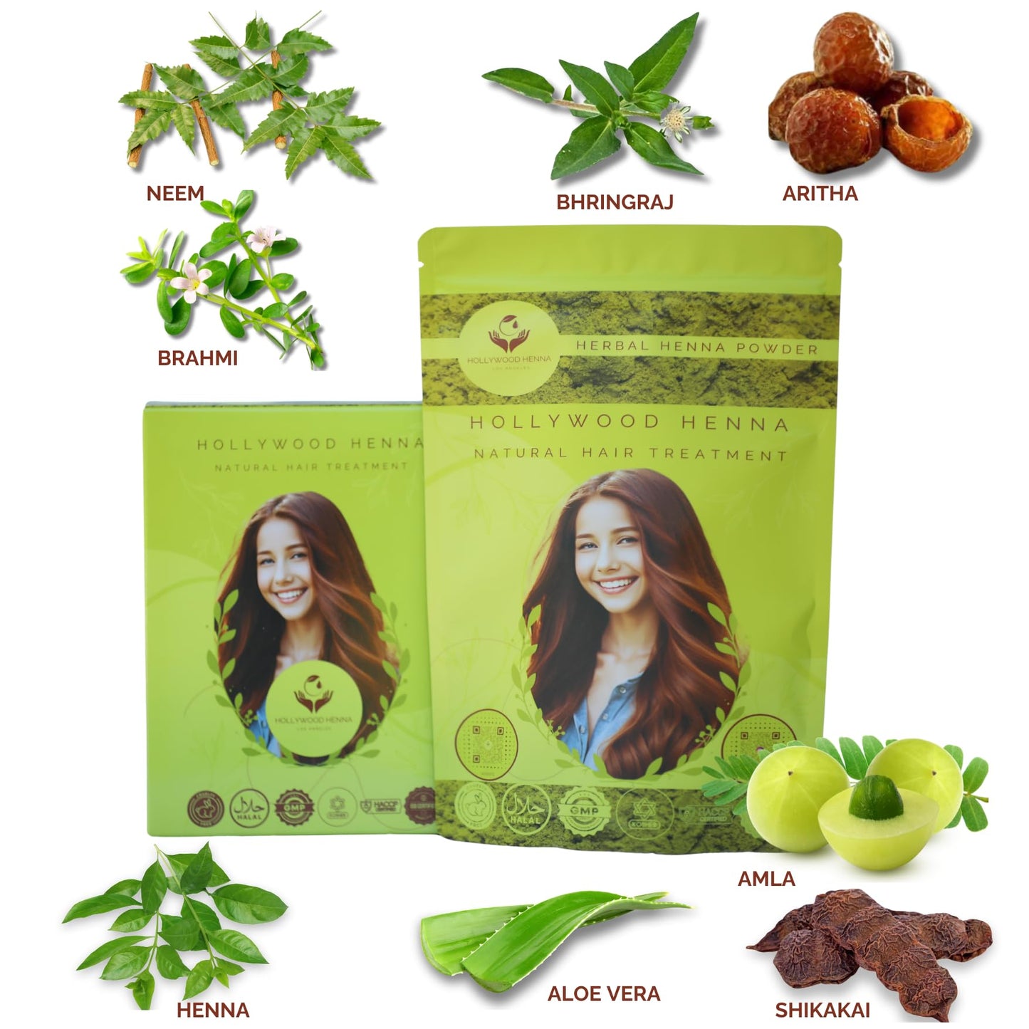 Hollywood Henna Hair Powder (Herbal Henna Powder - 227g) Hair Treatment 100% Organic Henna Powder for Hair Coloring & Conditioning Chemical Cruelty