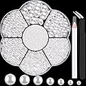 Nail Art Flat Back Half Round Pearl Kits 3, Mixed Sizes 6000 Pcs White Small Pearls for Nails with Picking Tools for Graduation Cap Decorations Home