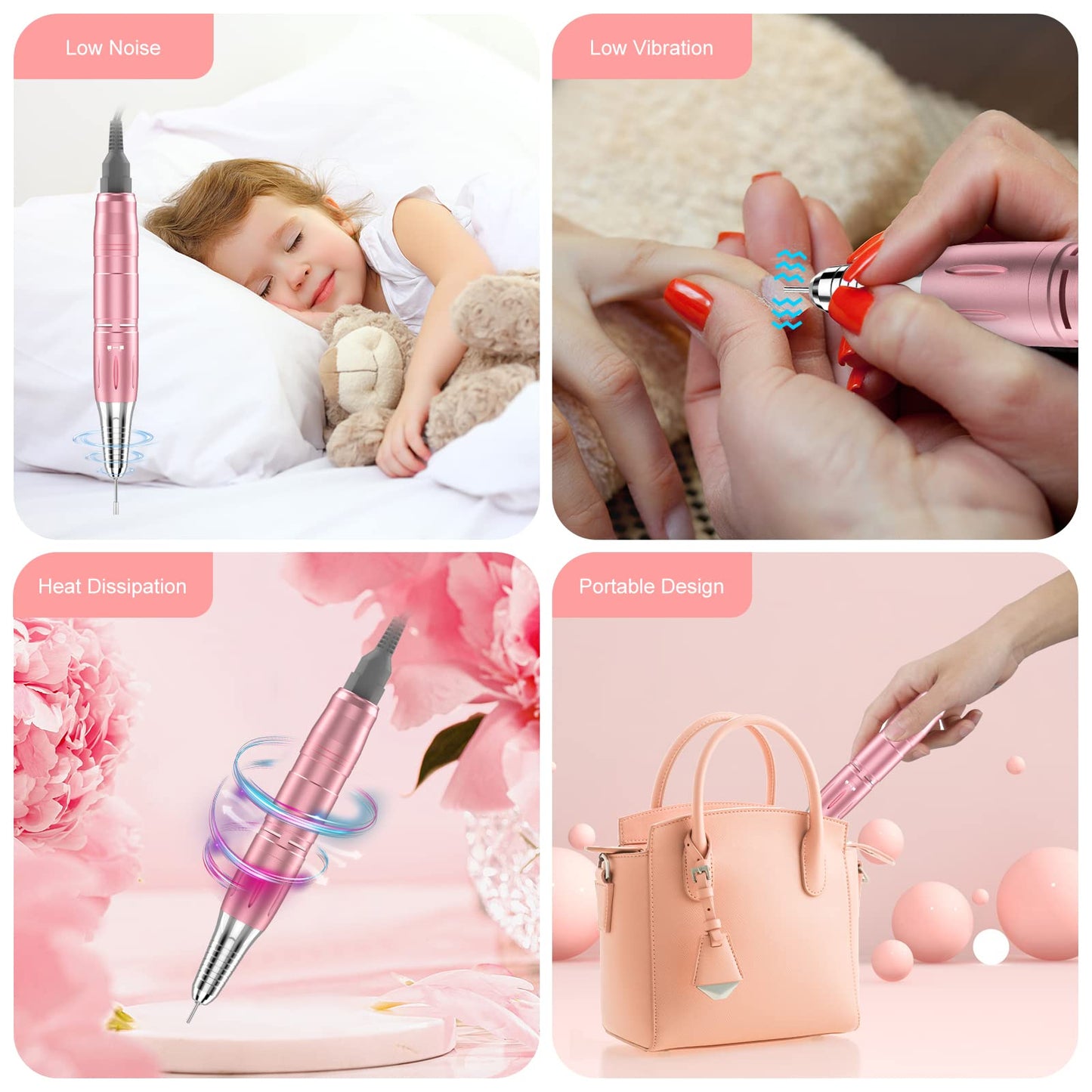 Rechargeable 35000 RPM Electric Nail Drill - Portable Professional Efile Kit for Acrylic, Gel Nails, Manicure Pedicure Polishing Shape Tools Beauty & Personal Care BVCR