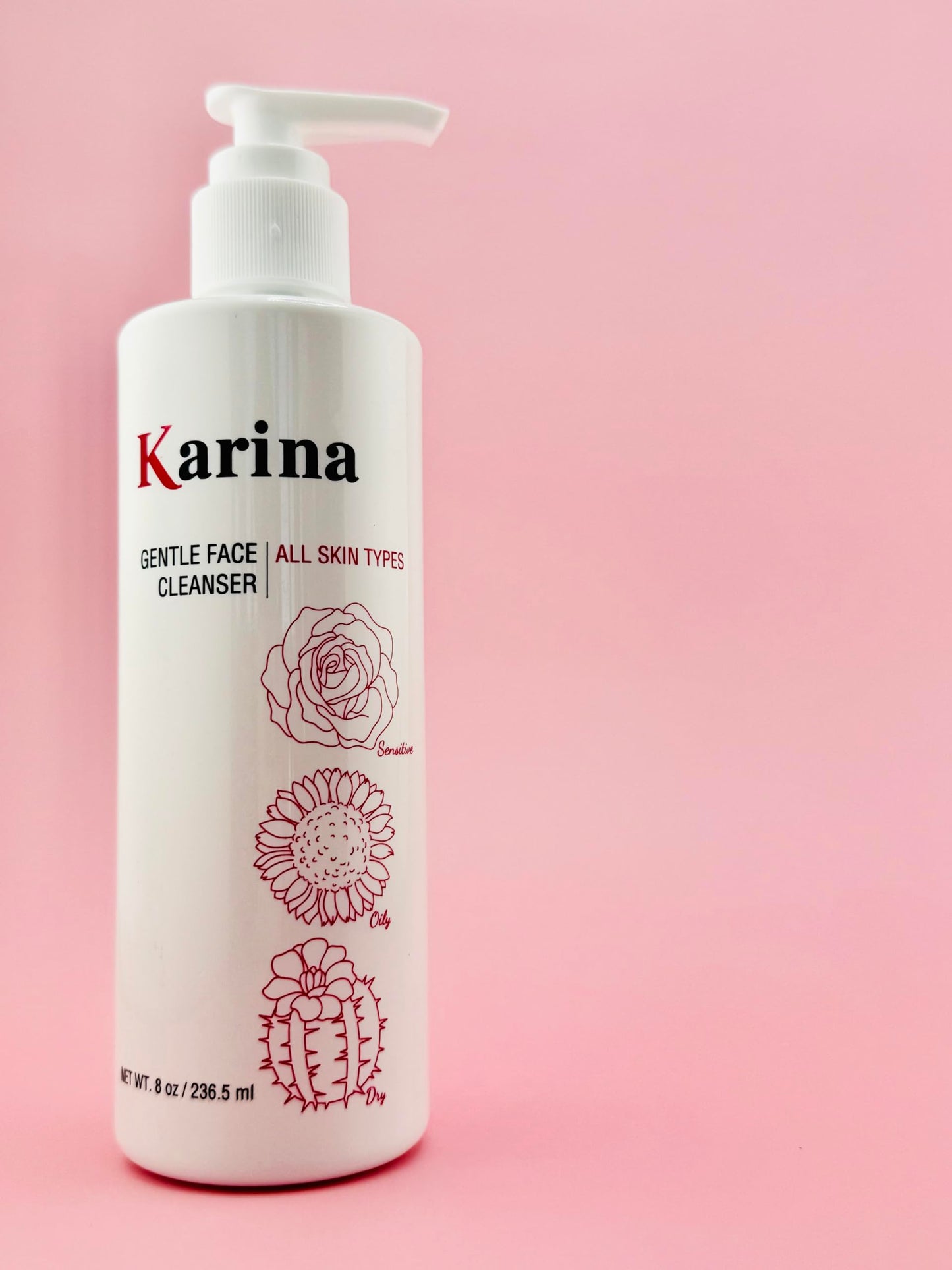 Karina Skincare - Gentle Face Cleanser - Daily Cleanser - For Clean, Fresh, Soft Skin - Removes Makeup - Aloe Vera, Rosemary, & Gingko biloba Extracts