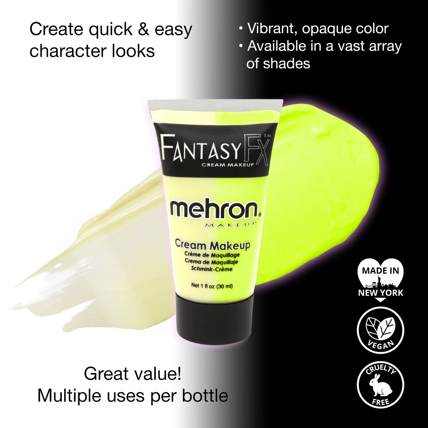 Mehron Makeup Fantasy F/X Water Based Face & Body Paint (1 oz) (GLOW IN THE DARK)