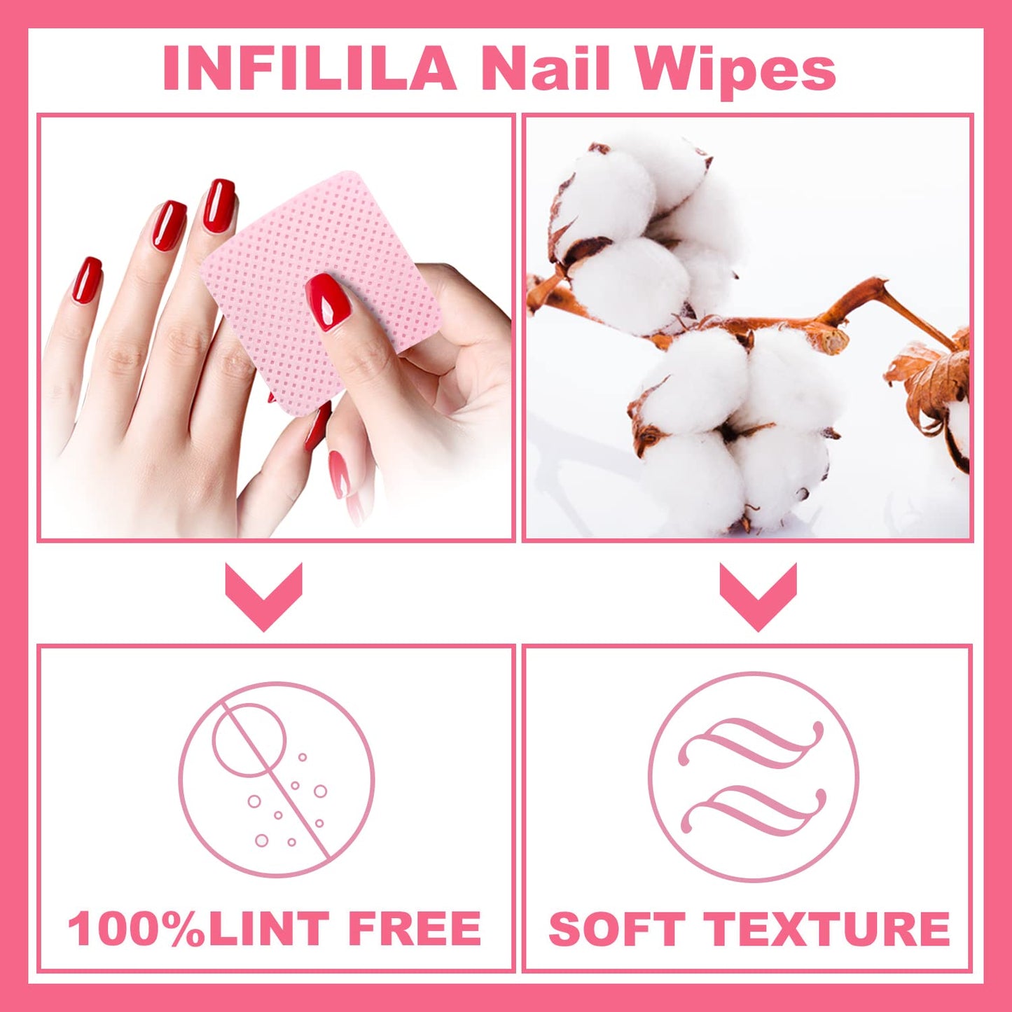NXJ INFILILA Lint Free Nail Wipes, 540PCS Non-Woven Fabric Dry Nail Prep Wipes, Absorbent Acetone Nail Polish Remover Lash Extensions Glue Nail Beauty and Personal Care NXJ INFILILA
