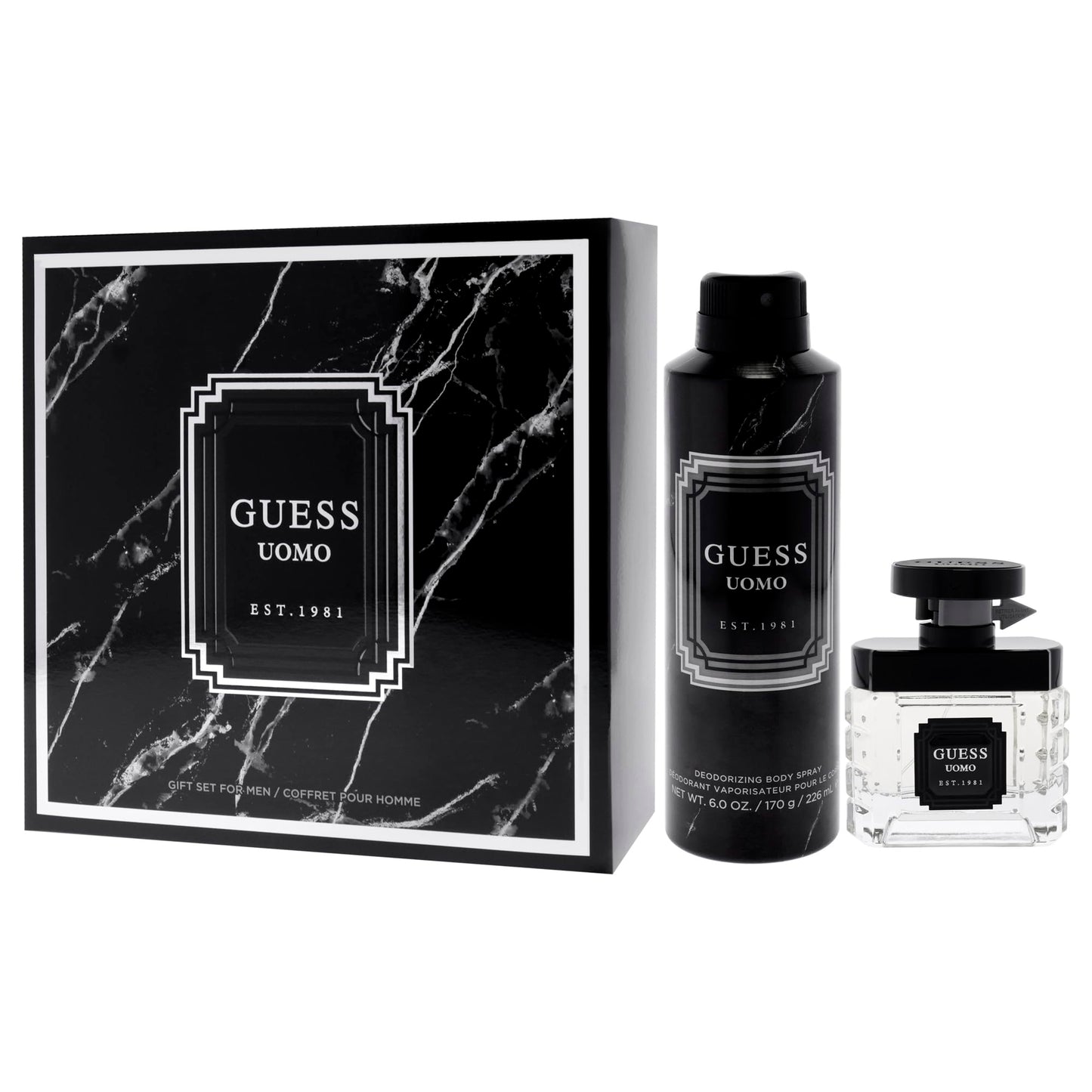 Guess Uomo by Guess for Men - 2 Pc Gift Set 1.7oz EDT Spray, 6oz Deodorizing Body Spray