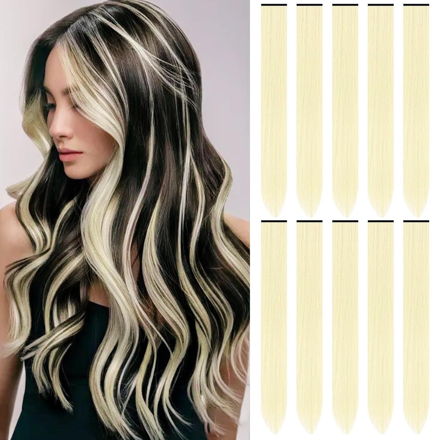 TOFAFA Blonde Hair Extensions Clip in Synthetic Colored Hairpiece 10 PCS Beauty and Personal Care TOFAFA Default Title