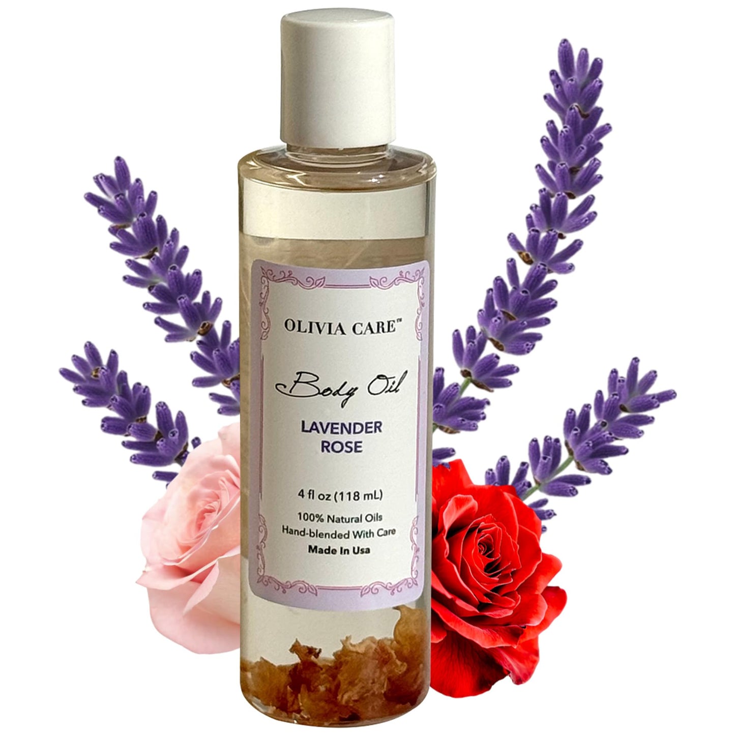 Olivia Care Body Oil Lavender Rose Vegan & Natural Perfume Oil For Women | Hydrating After Bath Oil- Infused with VITAMIN E, K & Omega Fatty Acids
