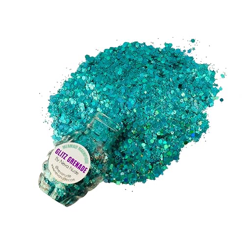 Neva Nude Face and Body Glitter Keychain - Chunky Loose Glitter for Festivals, Raves, and More | Cosmetic Grade | Super Sparkly (Mermaid Magnifique
