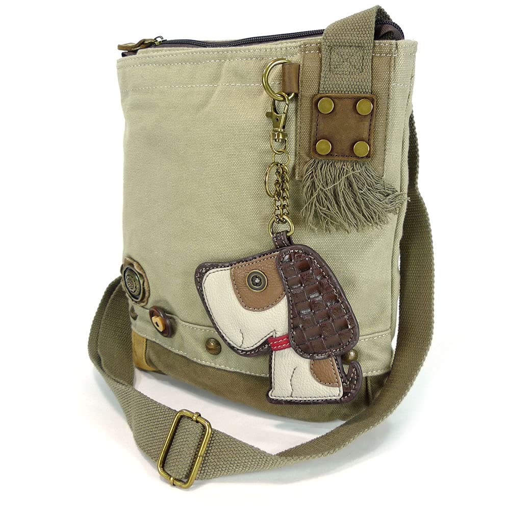 CHALA Handbag Patch Crossbody DOG Sand Brown Bag Canvas