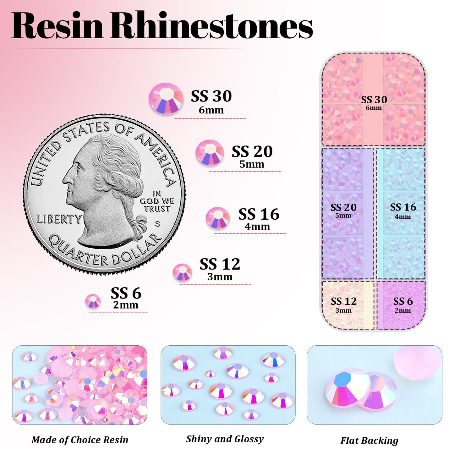 Resin Rhinestones for Crafting with 3Pcs 10ml B7000 Jewelry Glue, 1 Box Light Pink AB Flatback Gems Crystals Diamond for Bedazzling Crafts DIY Nail Beauty and Personal Care TINKRSTUFF