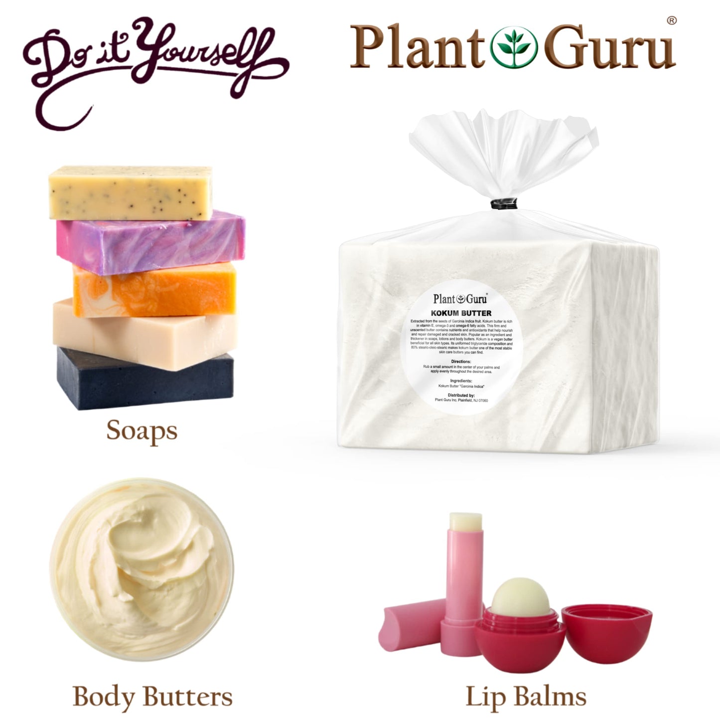 Plant Guru Raw Kokum Butter 10 lbs. Bulk Wholesale 100% Pure Natural - Great for Skin, Body and Hair Moisturizer, DIY Creams, Balms, Lotions and Soap Beauty & Personal Care Plant Guru
