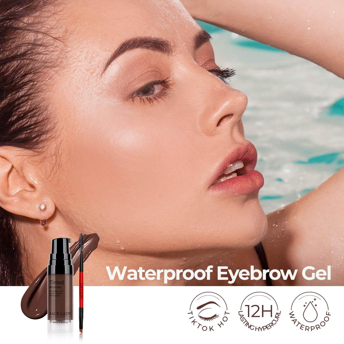 SACE LADY 3D Eyebrow Gel Long Lasting 24 Hours Waterproof Smudge-proof Brow Cream Makeup Kit (02 DARK BROWN, 0.2Fl Oz) Beauty and Personal Care SACE LADY