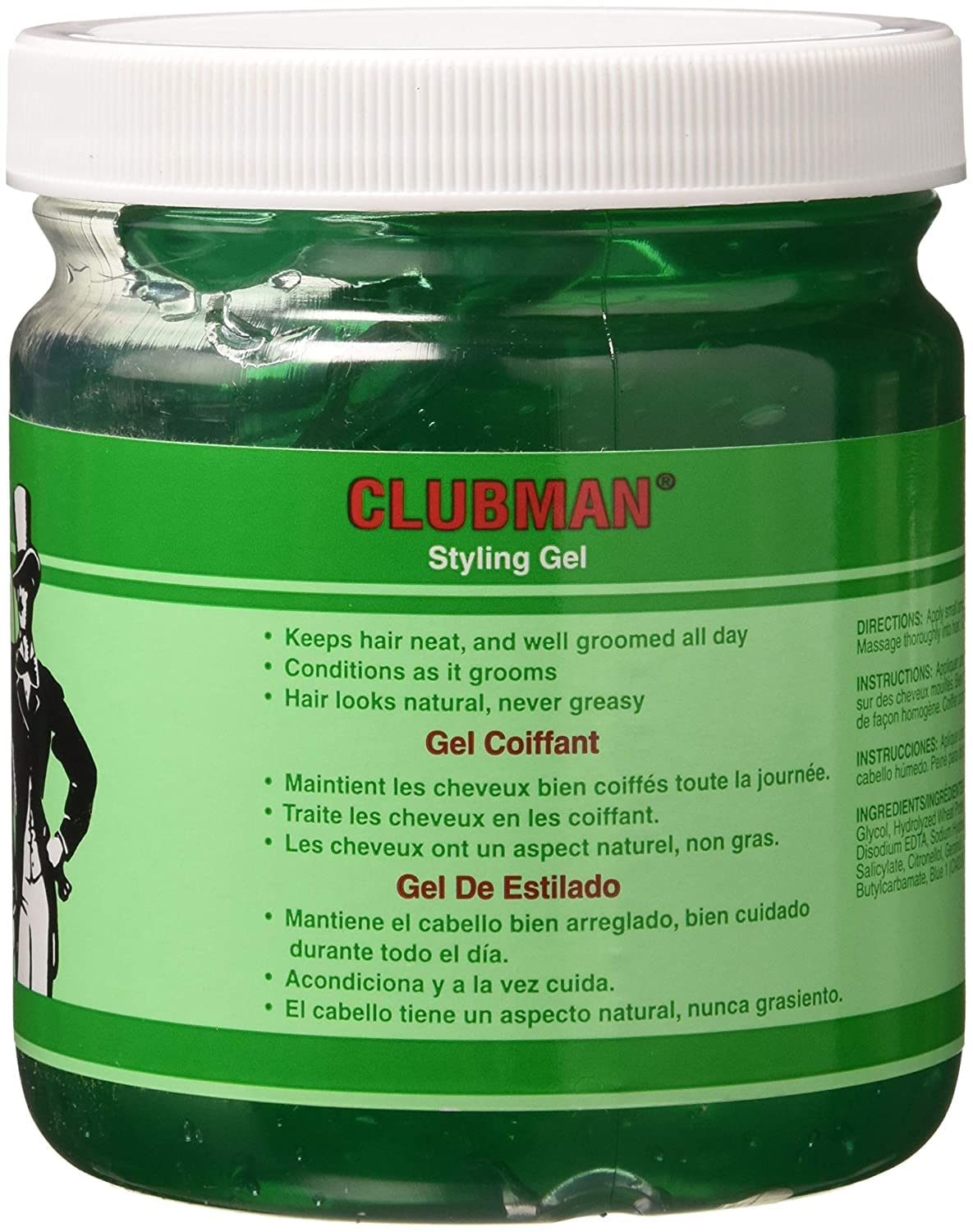 Clubman Style Gel Men'S 16oz Jar (6 Pack)
