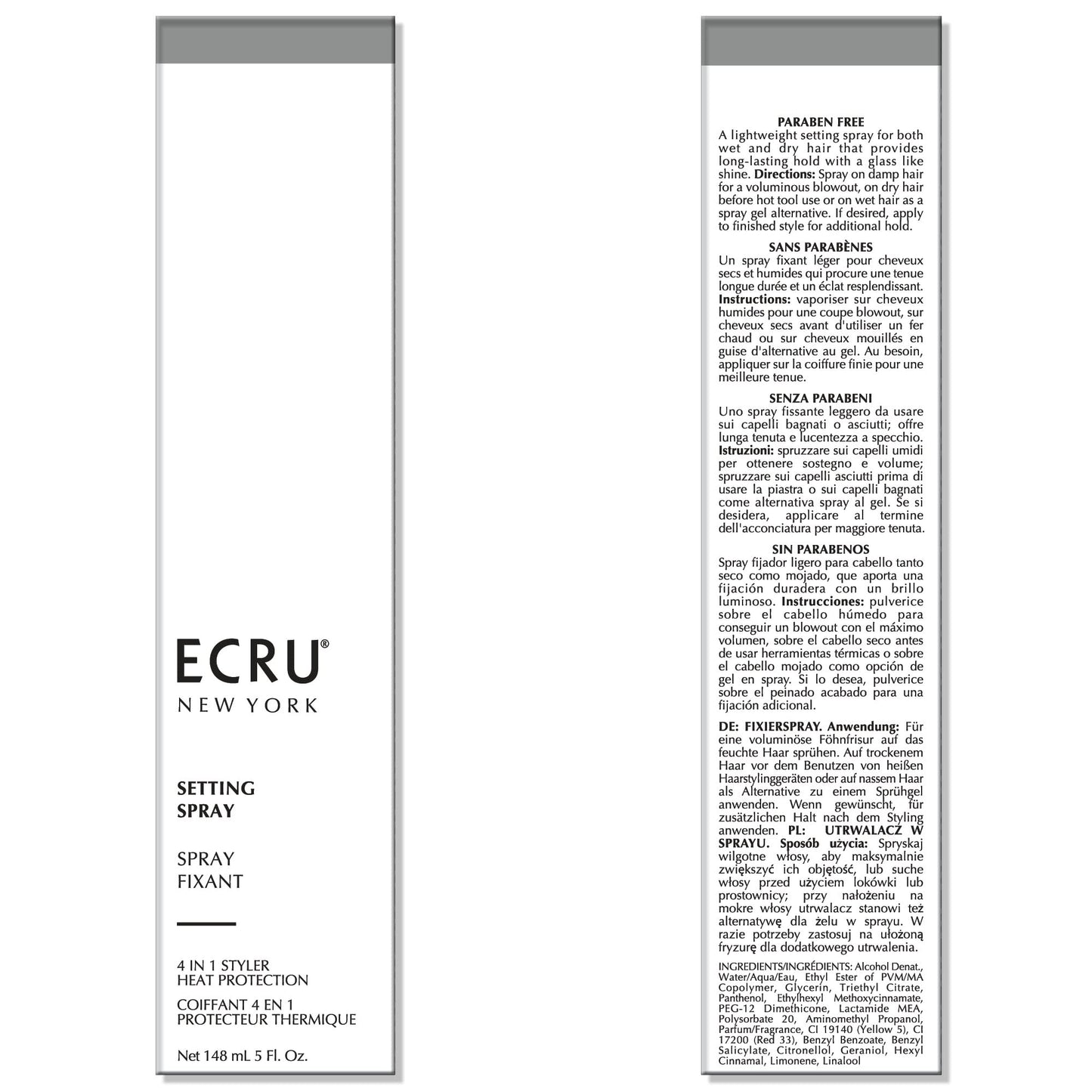 ECRU New York Setting Spray, Hair Setting Spray, Heat Protectant for Hair, Frizz Control Heat Protectant, 5oz