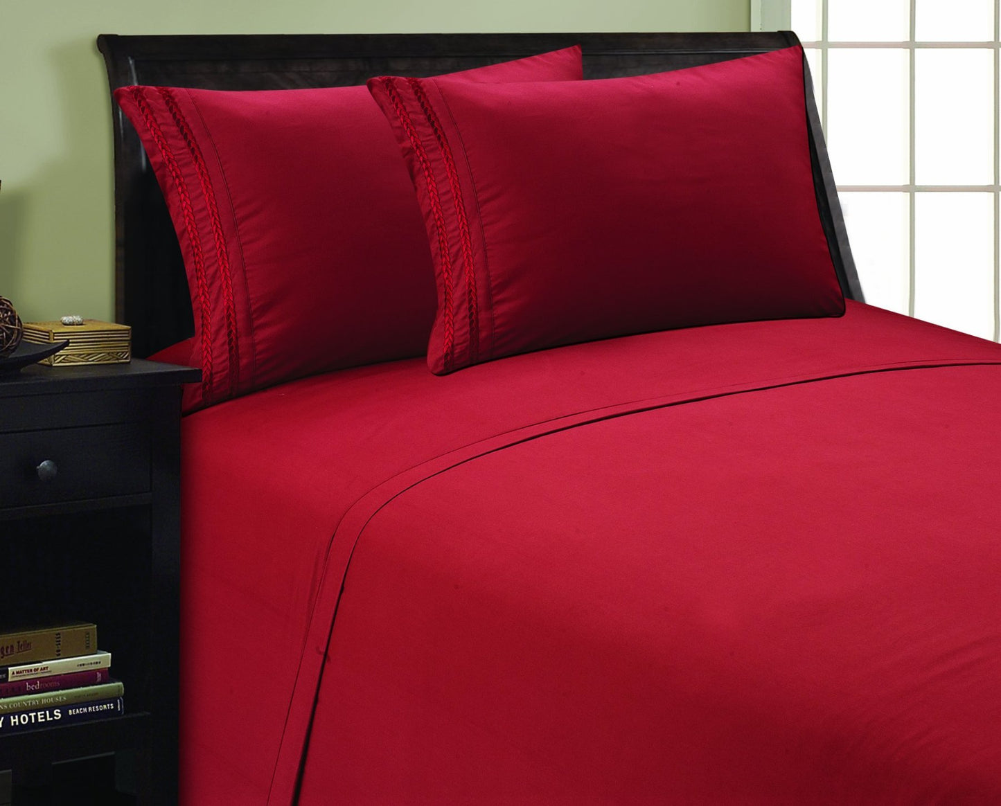 Elegant Comfort 1800 Premier Chain Design Hotel Quality Luxurious Silky Soft Wrinkle & Fade Resistant 4 pc Sheet Set, Deep Pocket Up to 16" Queen