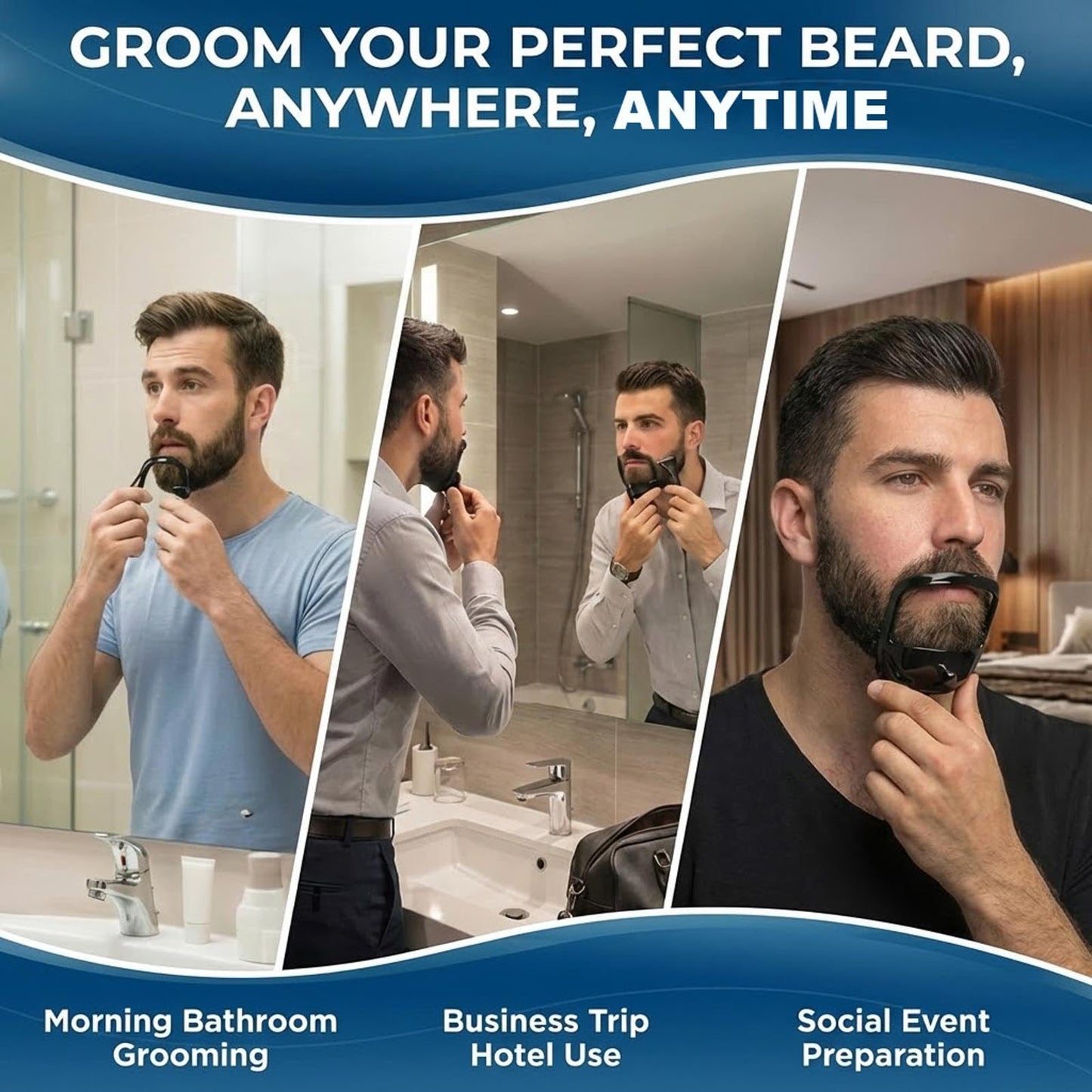 RCOACE Beard Shaping Tool With 5 Templates, Precision Beard Guide For Clean Lines And Goatee, Durable ABS Beard Shaper Tool For Home Grooming Beauty and Personal Care RCOACE